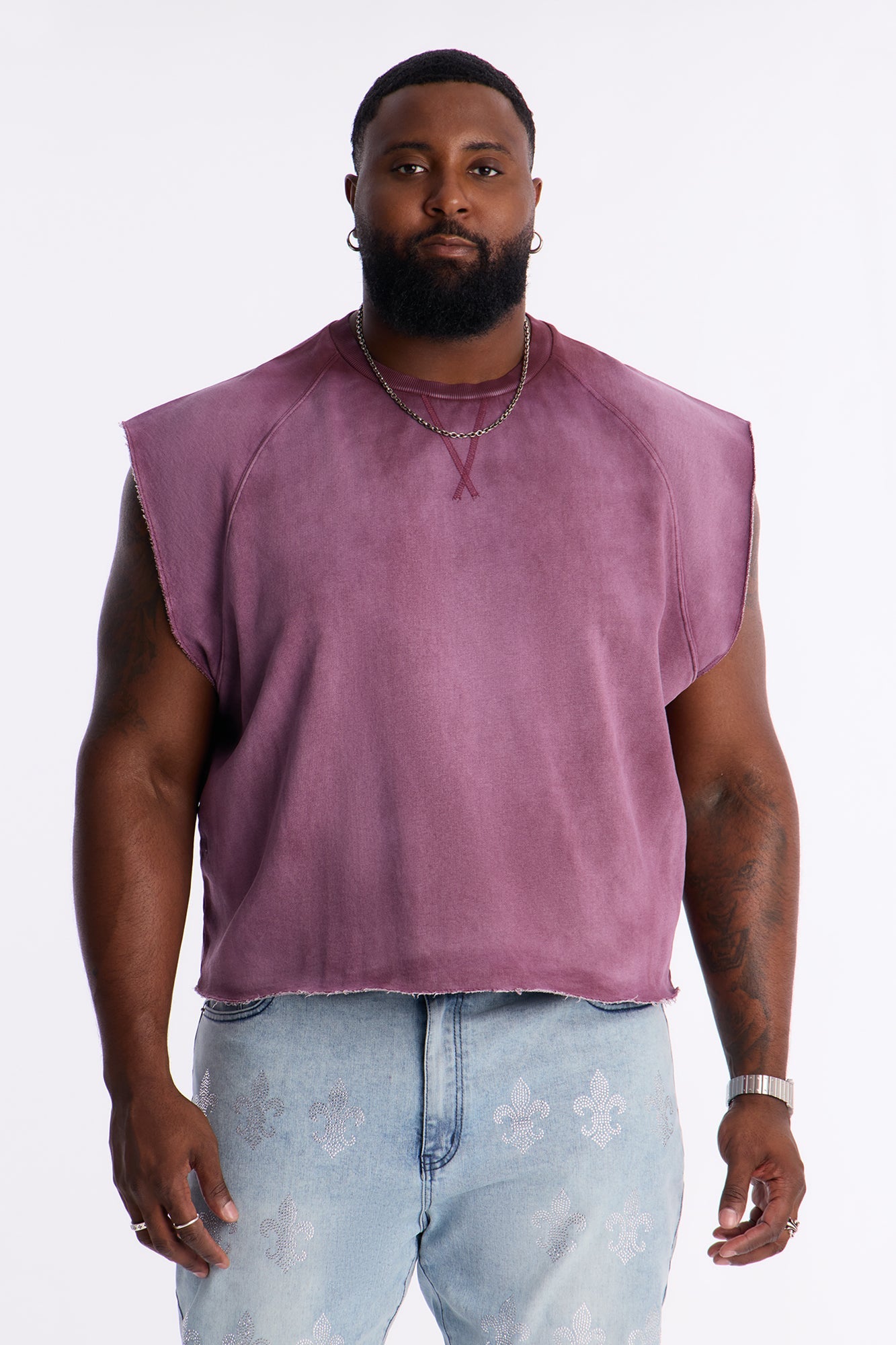 Boiler Washed Boxy Muscle Tee - Plum