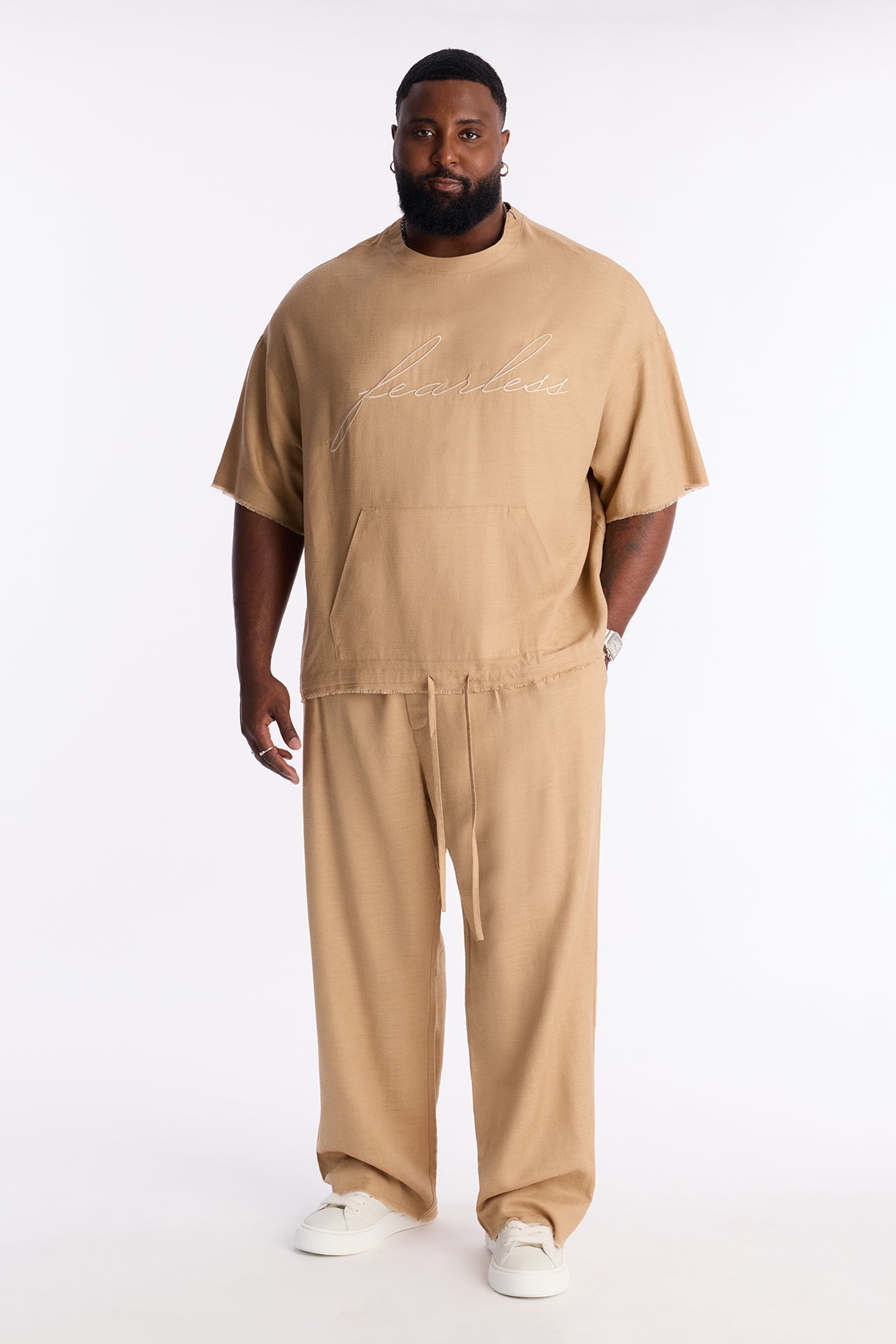 Boxy Tropic Fearless Frayed Shirt - Tan