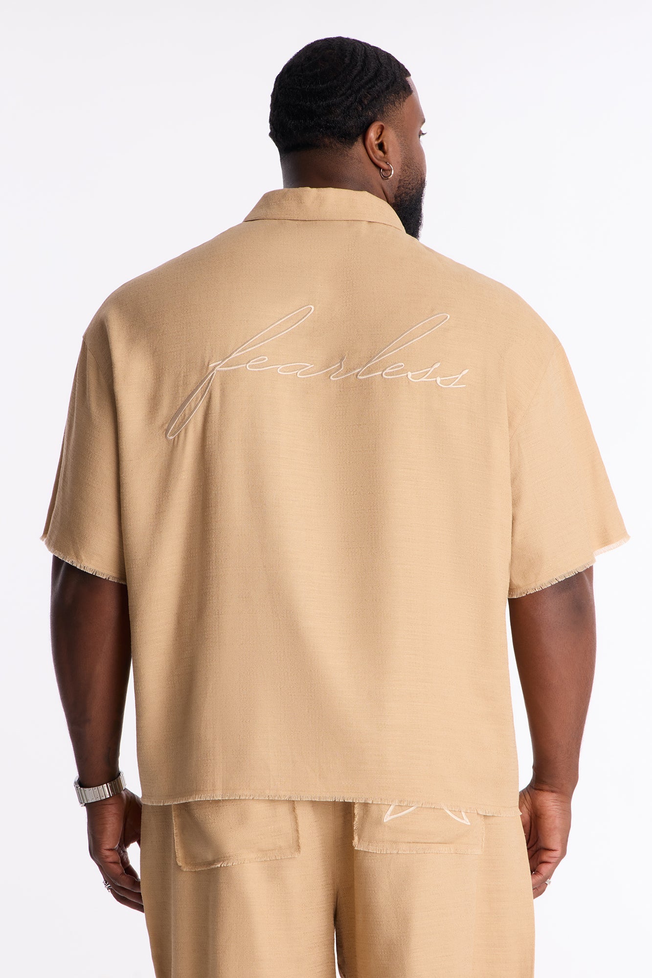 Oversized Tropic Fearless Polo Shirt - Tan