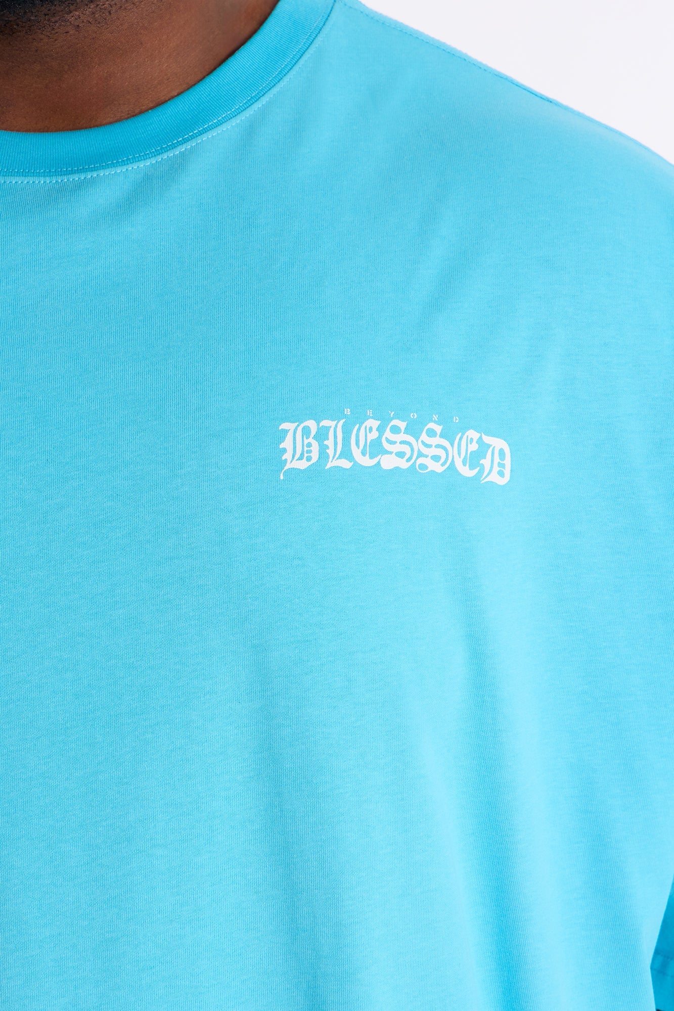 Beyond Blessed Oversized Premium Short Sleeve Tee - Light Blue