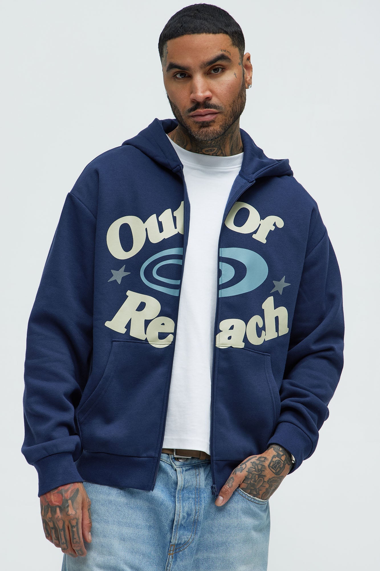 Lost In Space Zip Up Hoodie - Navy