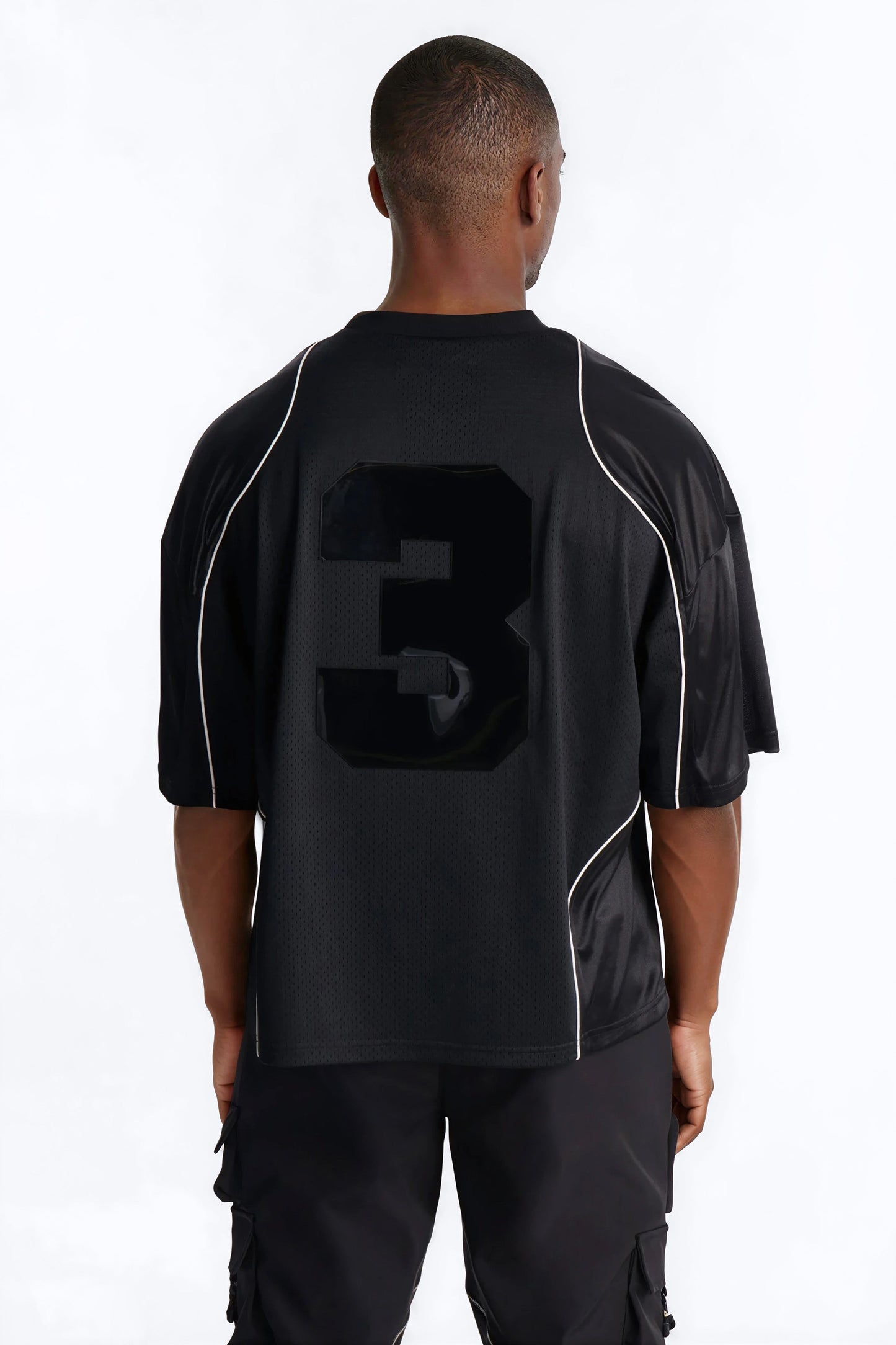 Boxy Mesh Core Reflect Jersey Shirt - Black
