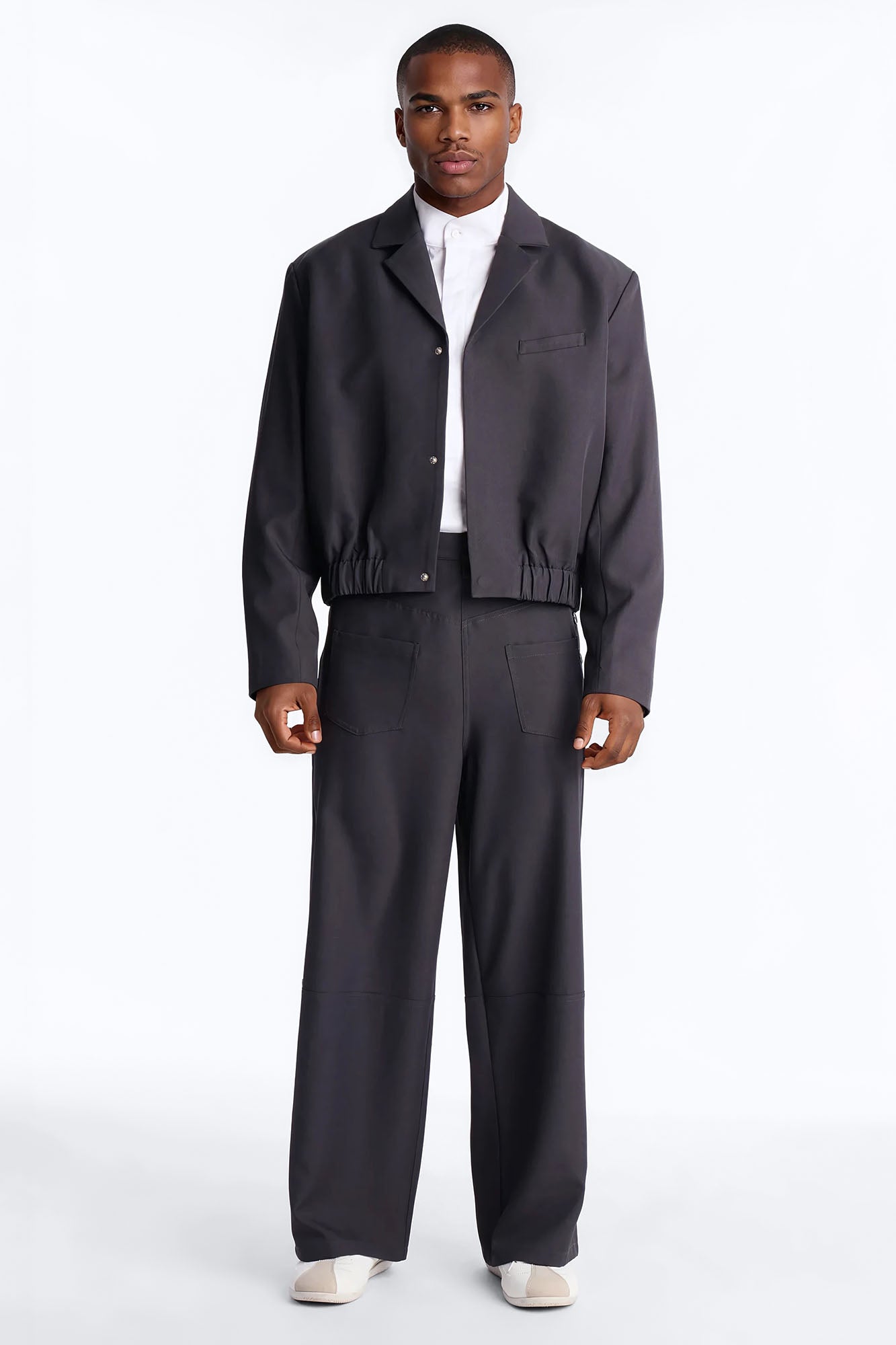 Baggy Inverted Details Trouser - Grey