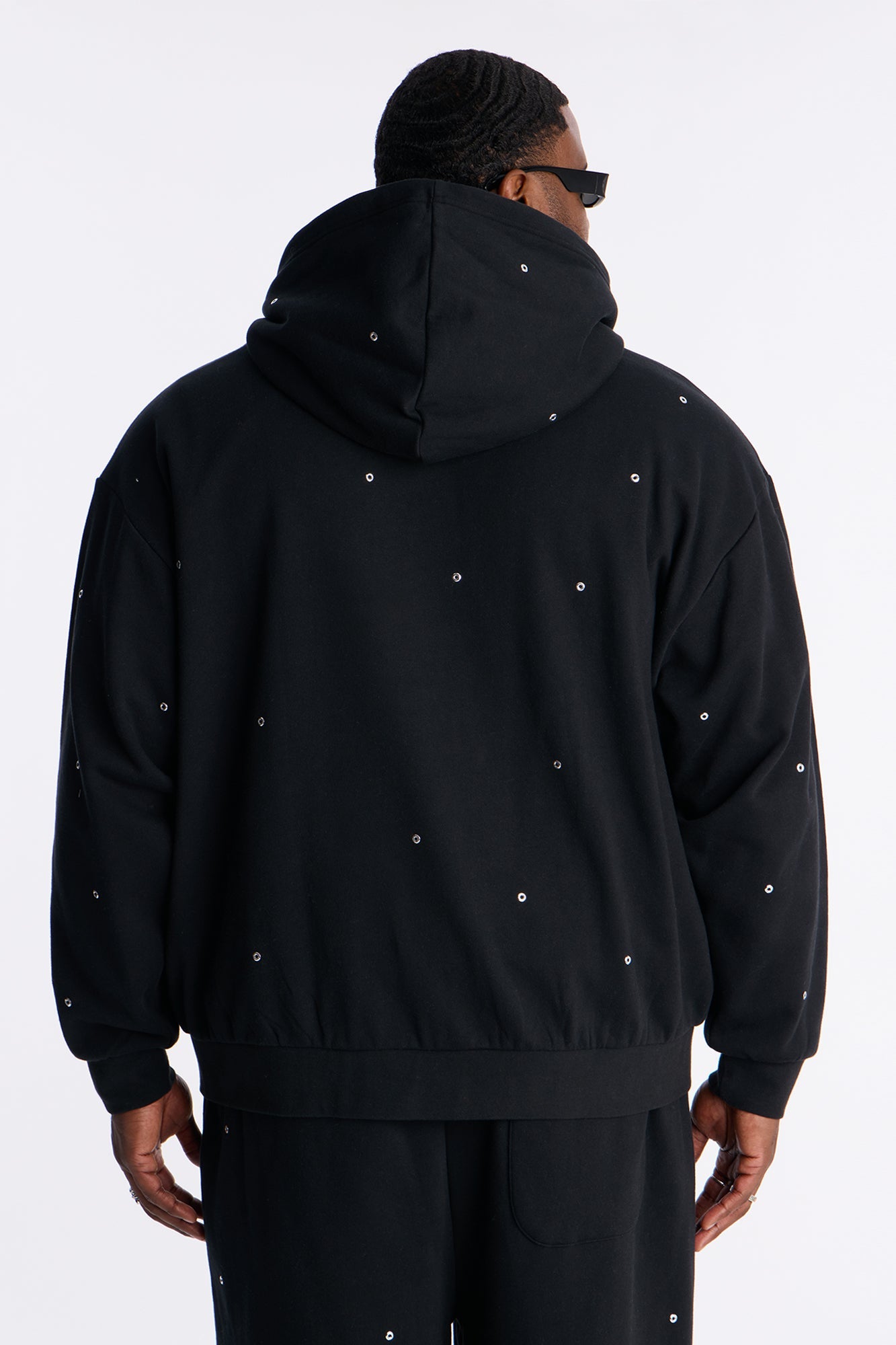 Savage Rhinestone Zip Hoodie - Black