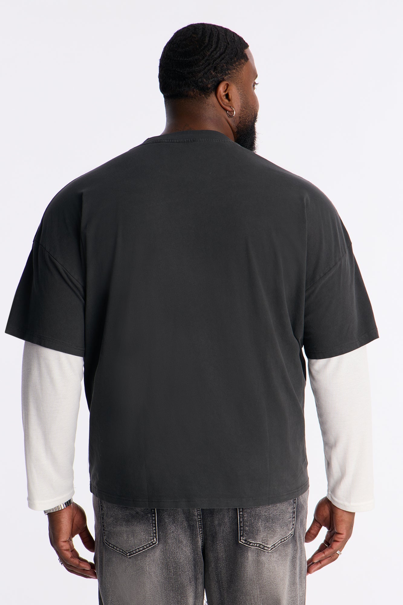Washed Double Layer Tee - Black Wash