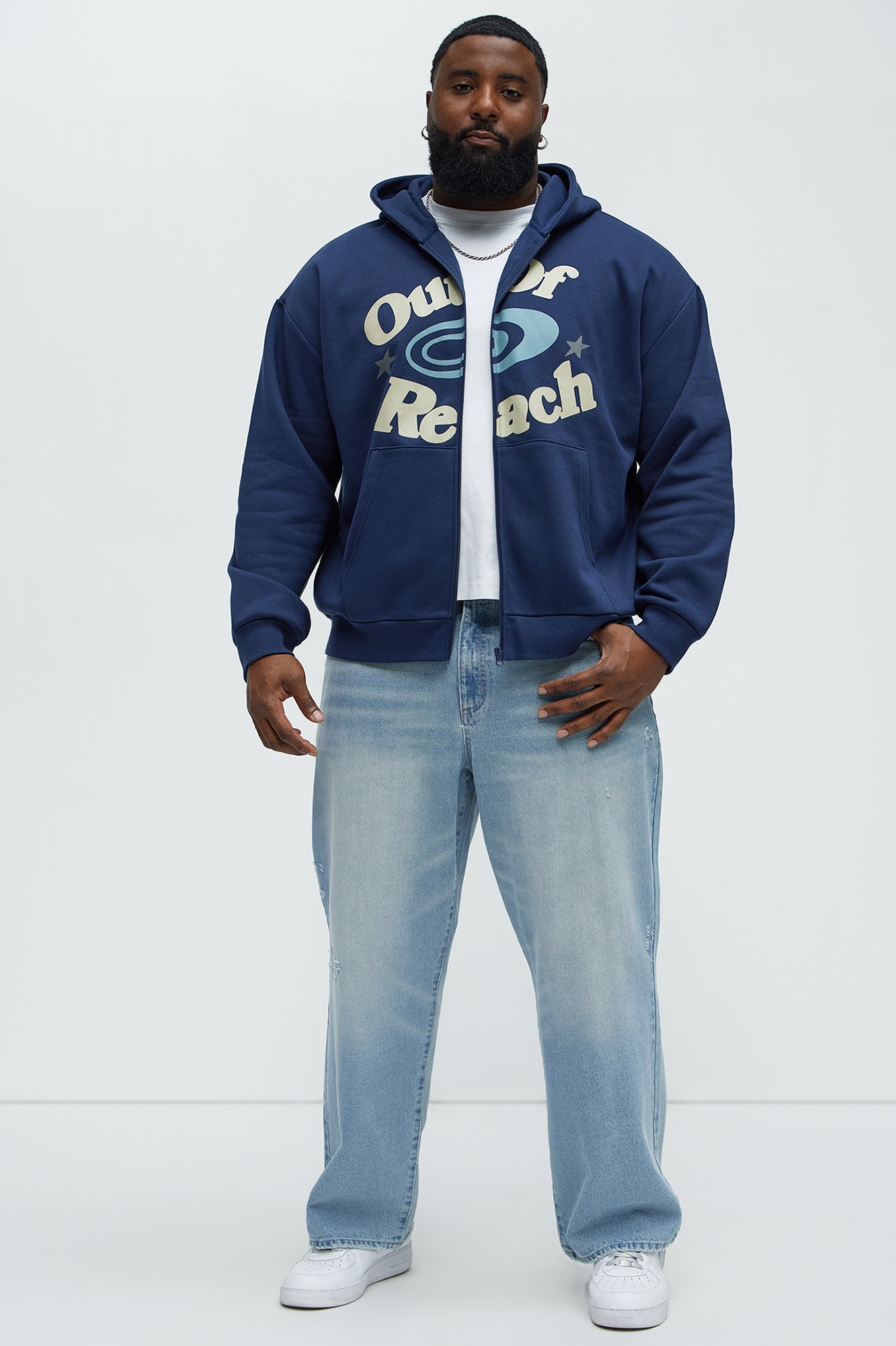 Lost In Space Zip Up Hoodie - Navy