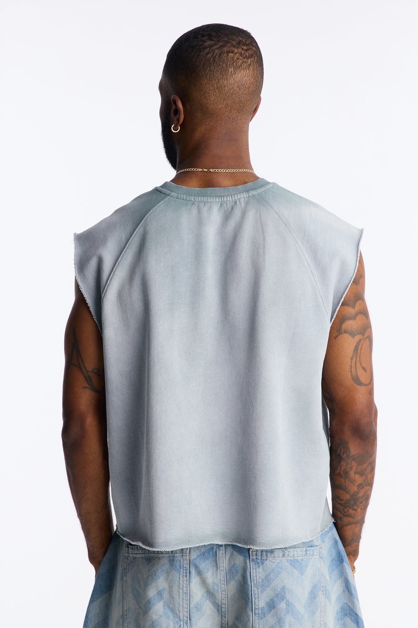Boiler Washed Boxy Muscle Tee - Slate Blue