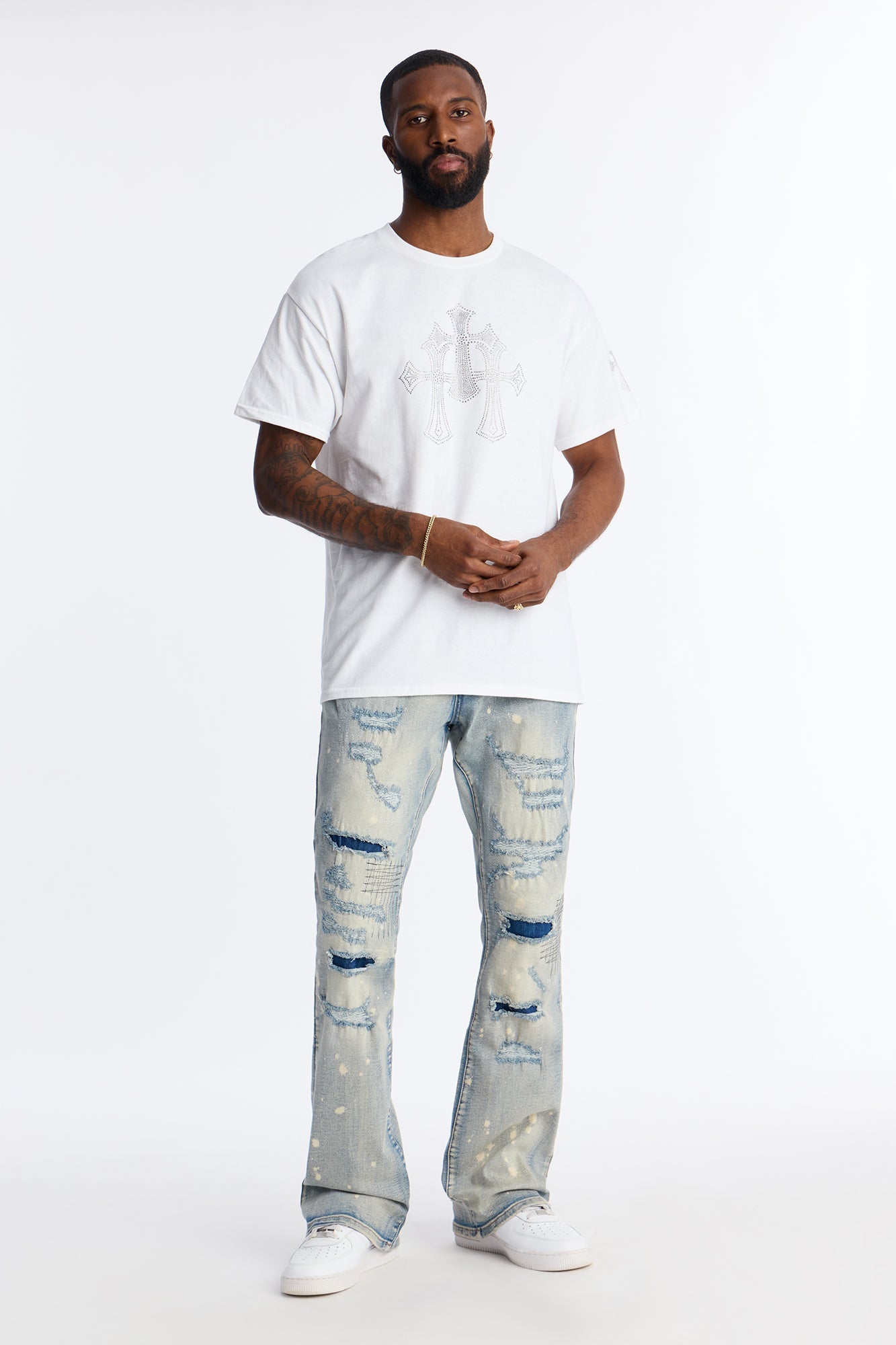 Stacked Skinny Flare Distressed Me Out Jean - Light Wash