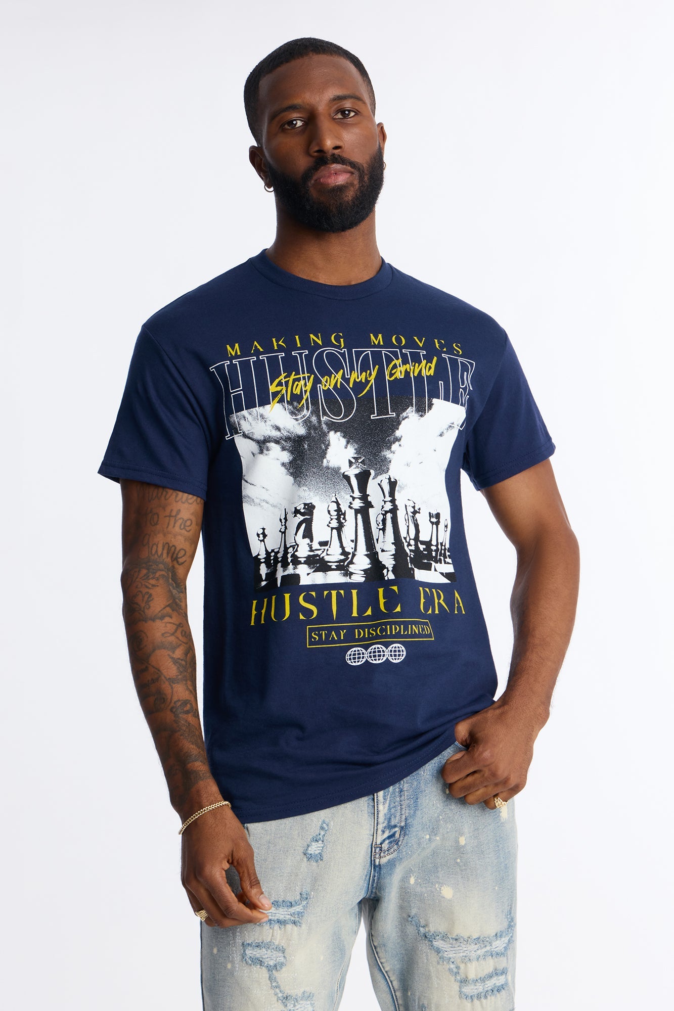 Hustle Era Short Sleeve Tee - Navy