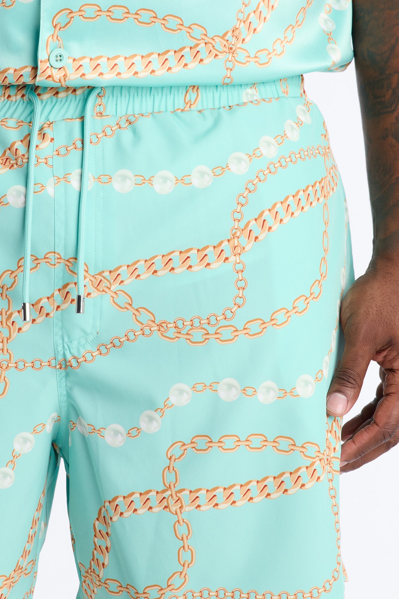 Chain Flex Printed Swim Trunk 7″ - Blue
