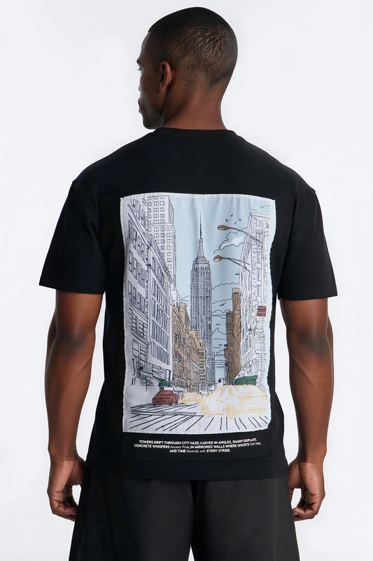 Busy Streets Of NYC Short Sleeve Tee - Black