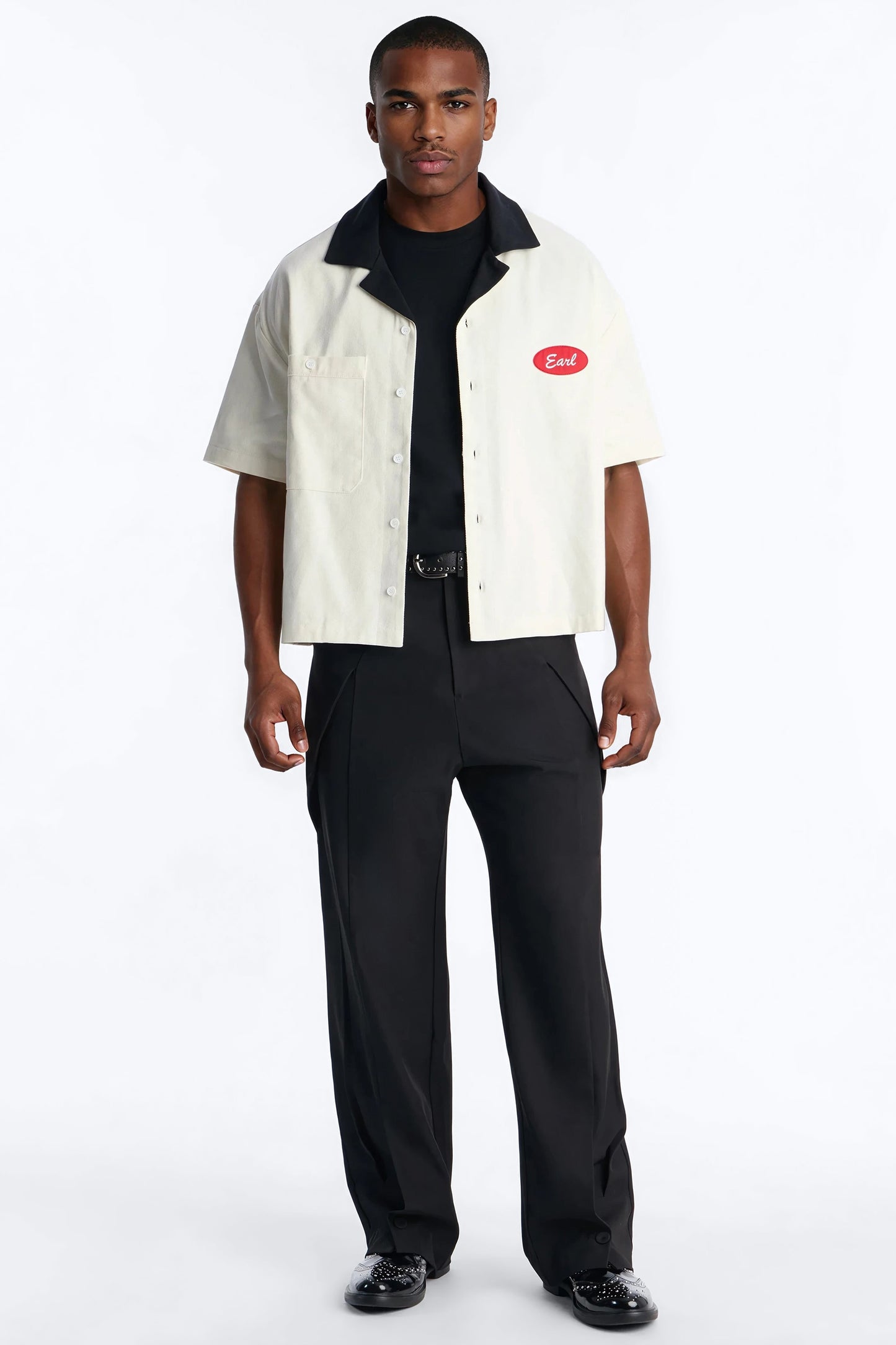 Cropped Rustpoint Mechanic Button Up Shirt - Cream