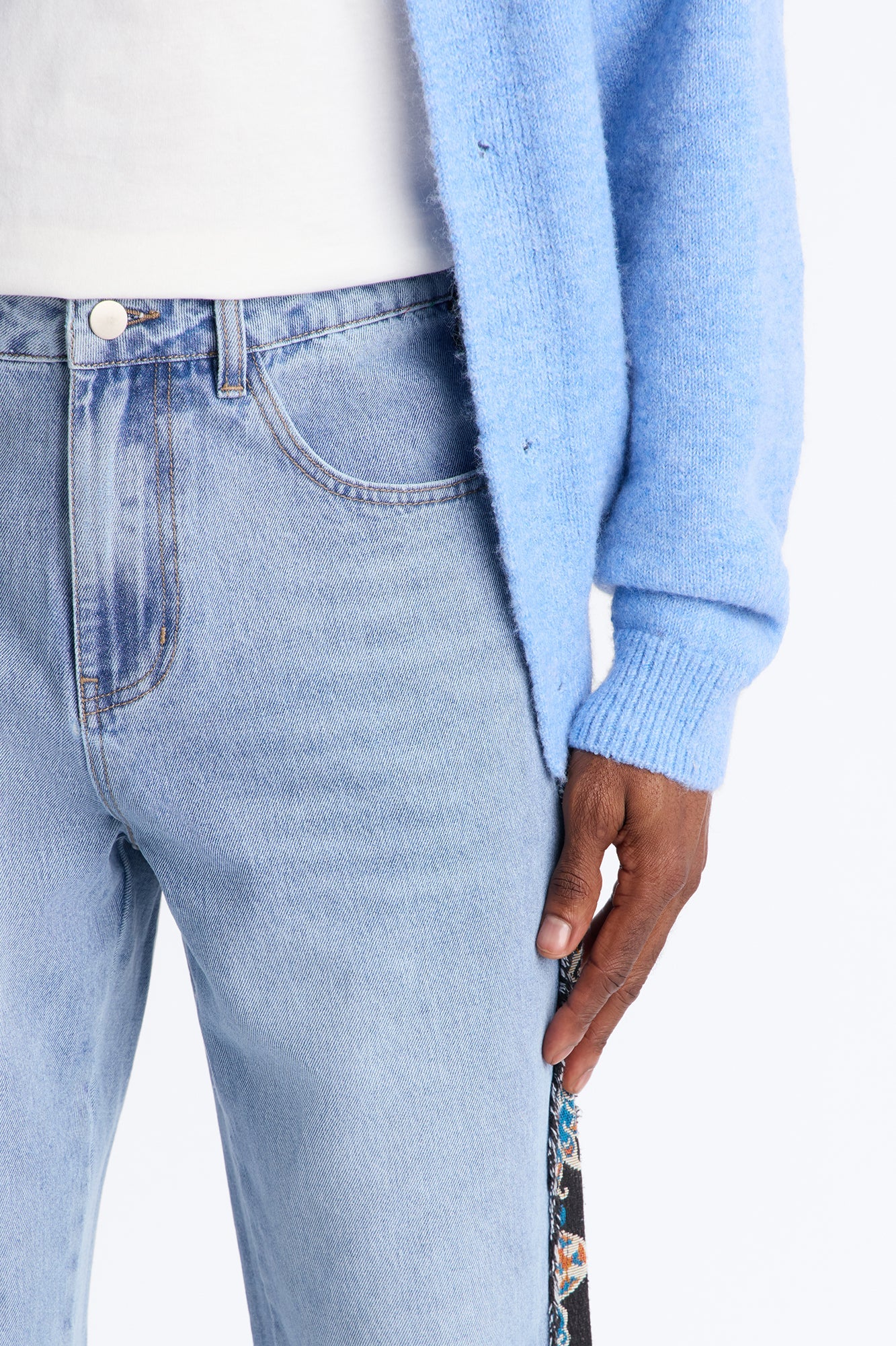 Stacked Slim Flare Exquisite Tapestry Jeans - Light Blue Wash