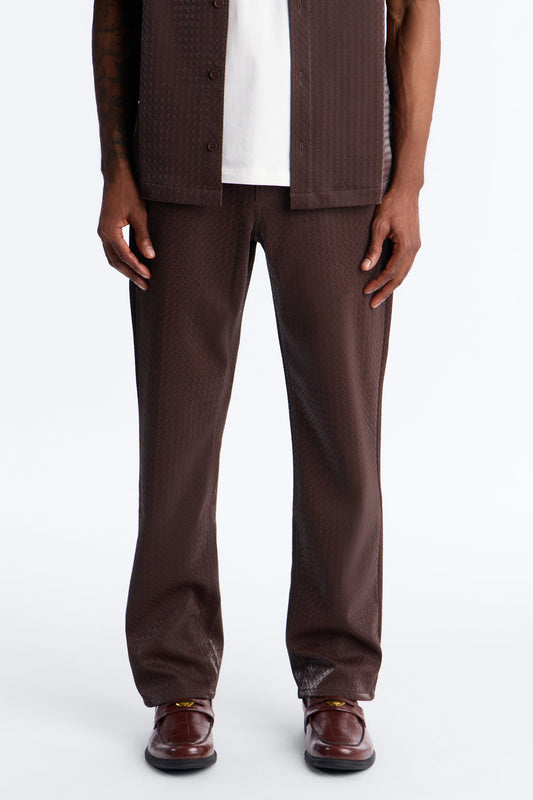 Straight Tisse Textured Faux Leather Pant - Brown