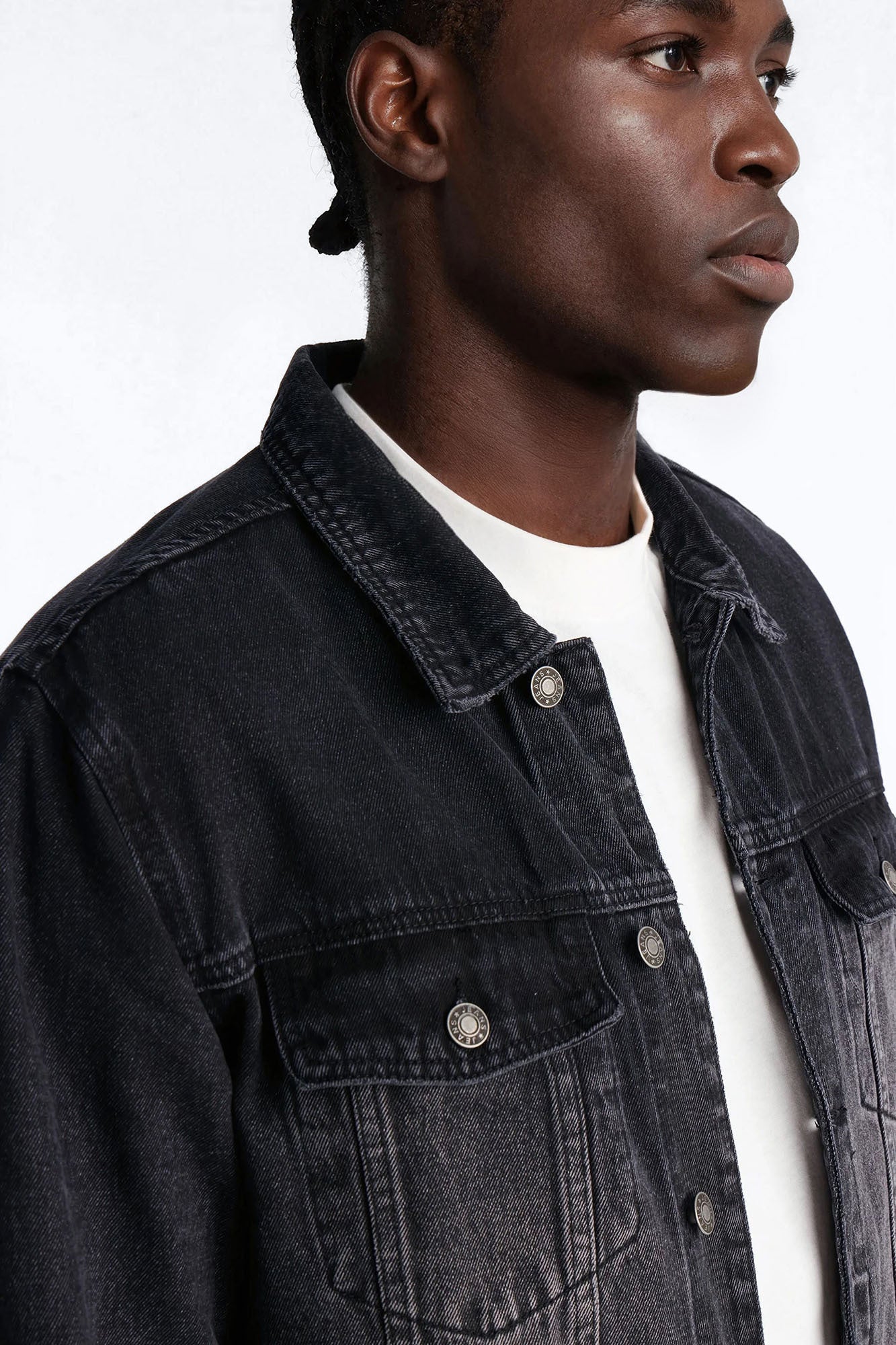 Cropped Hellfire Denim Trucker Jacket - Black Wash