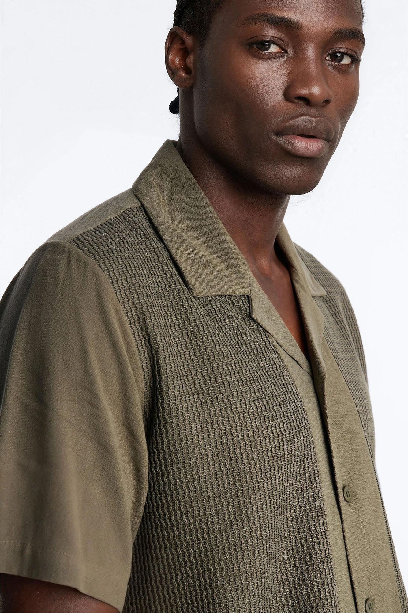 Brookfield Flow Cuban Collar Button Up Shirt - Olive