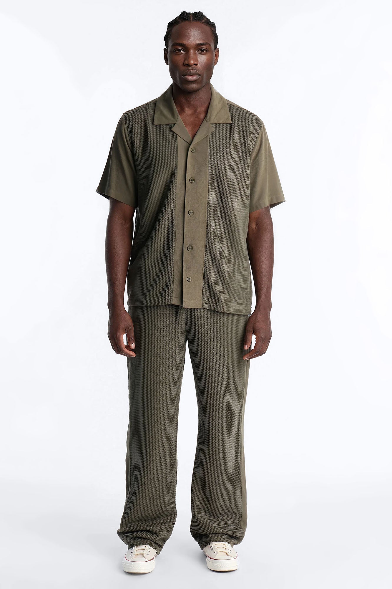 Brookfield Flow Cuban Collar Button Up Shirt - Olive