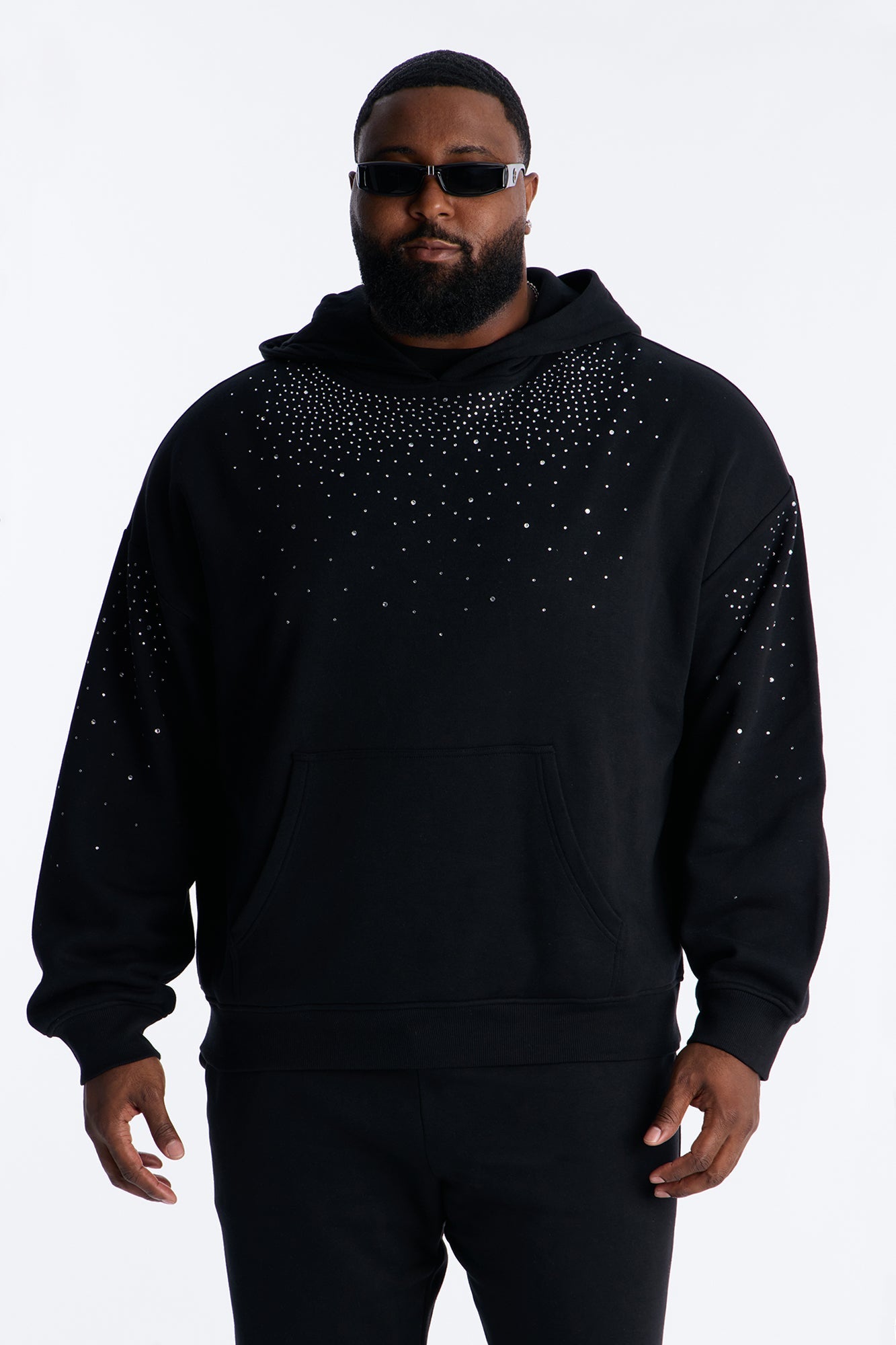 Dime Rhinestone Pearl Oversized Hoodie - Black