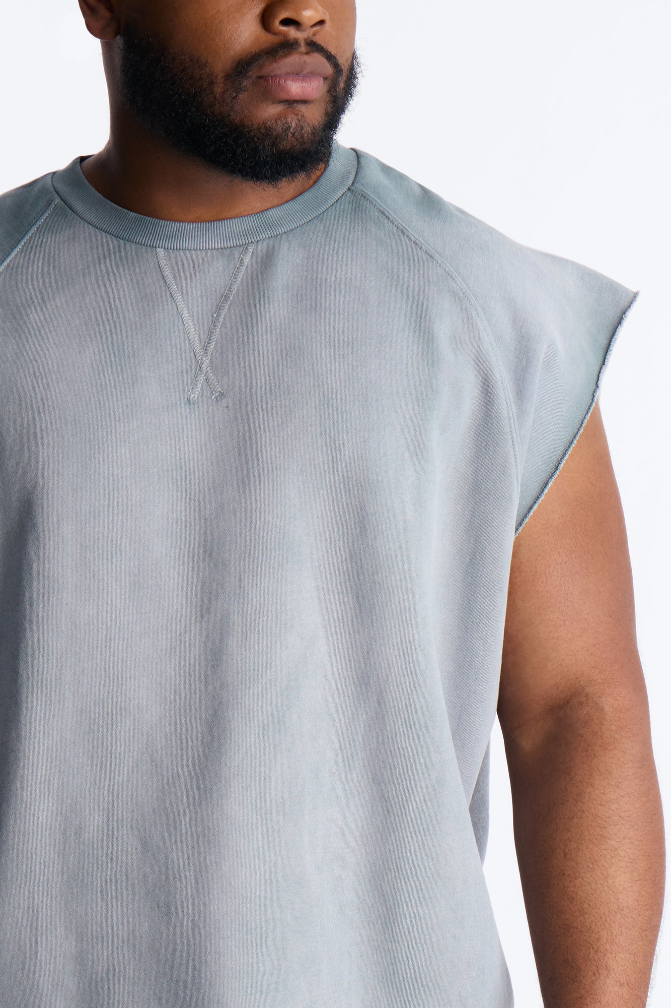 Boiler Washed Boxy Muscle Tee - Slate Blue
