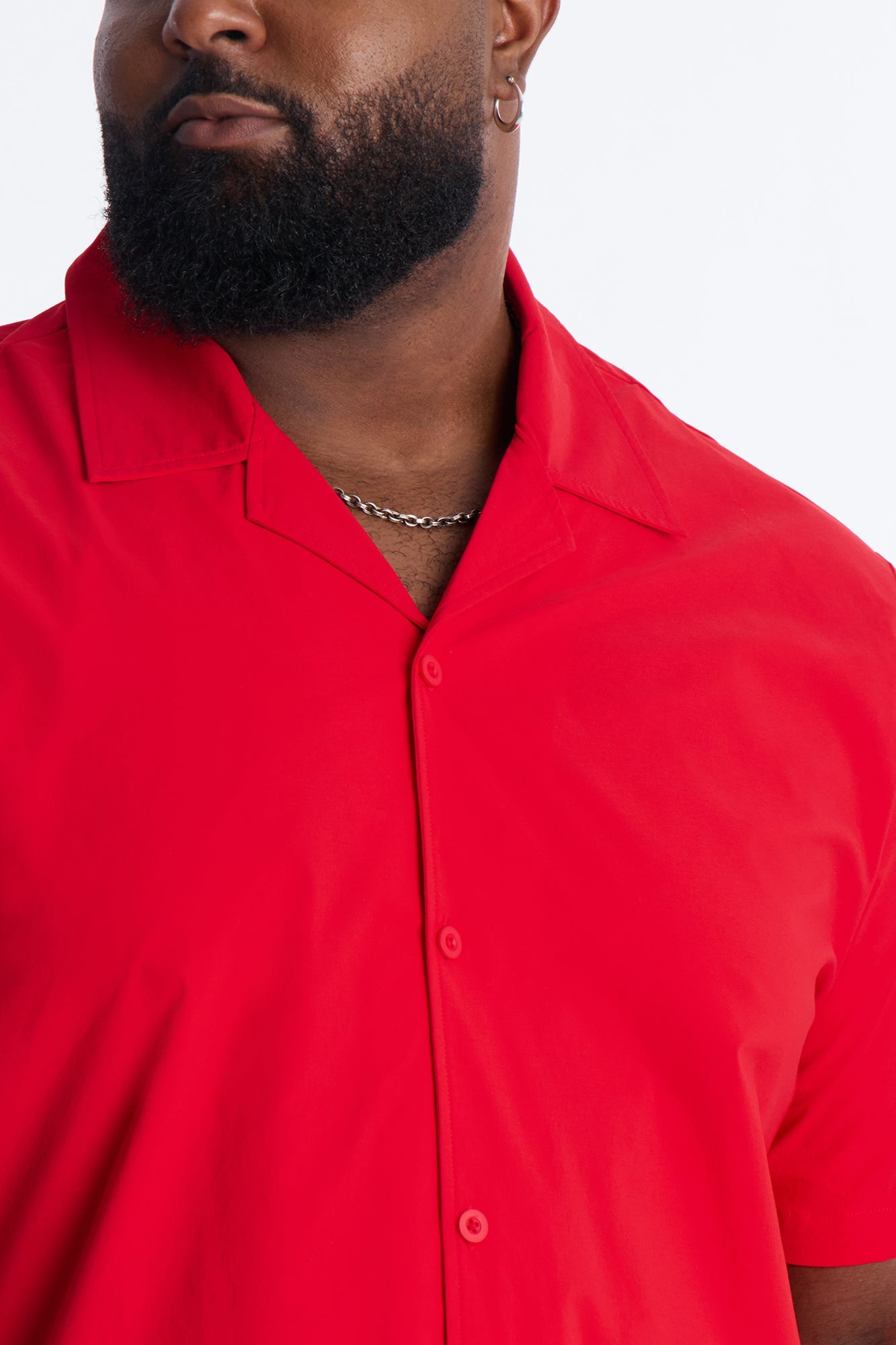 Montez Cuban Collar Button Up Shirt - Brick Red