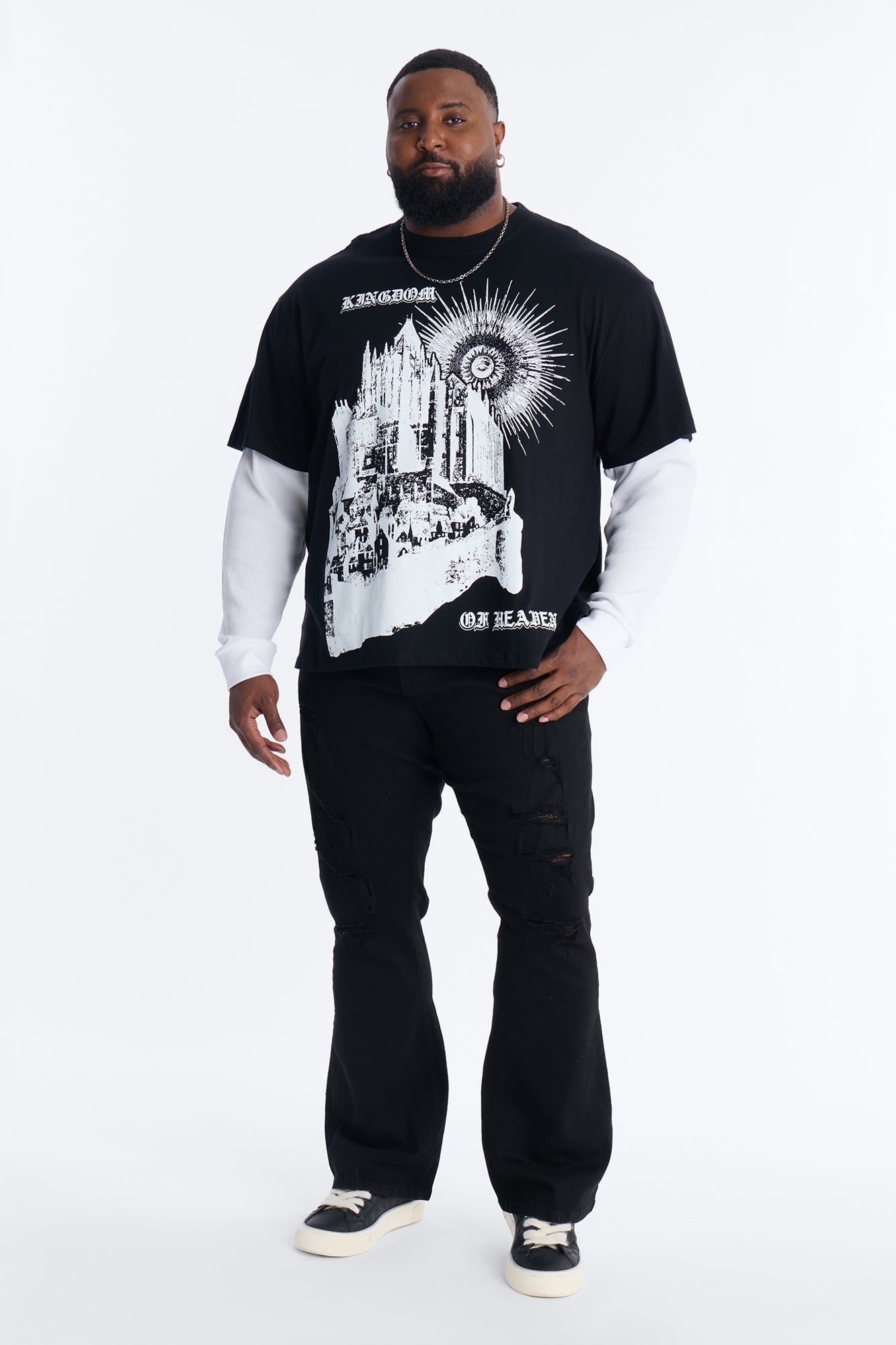 Twofer Kingdom Of Heaven Long Sleeve Tee - Black
