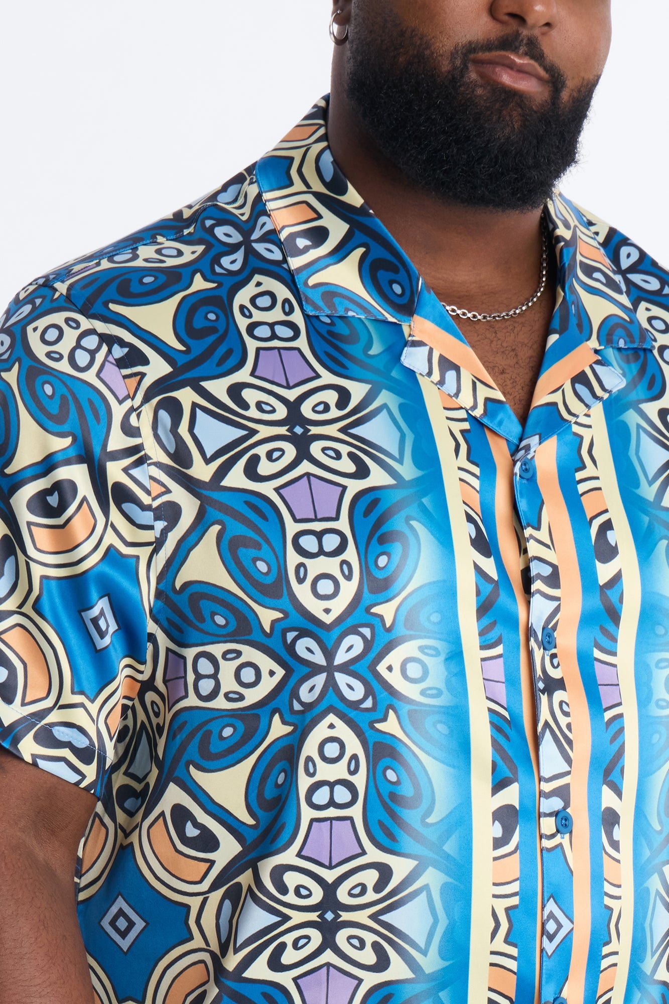 Mosaic Resort Printed Cuban Collar Shirt - Multi Color