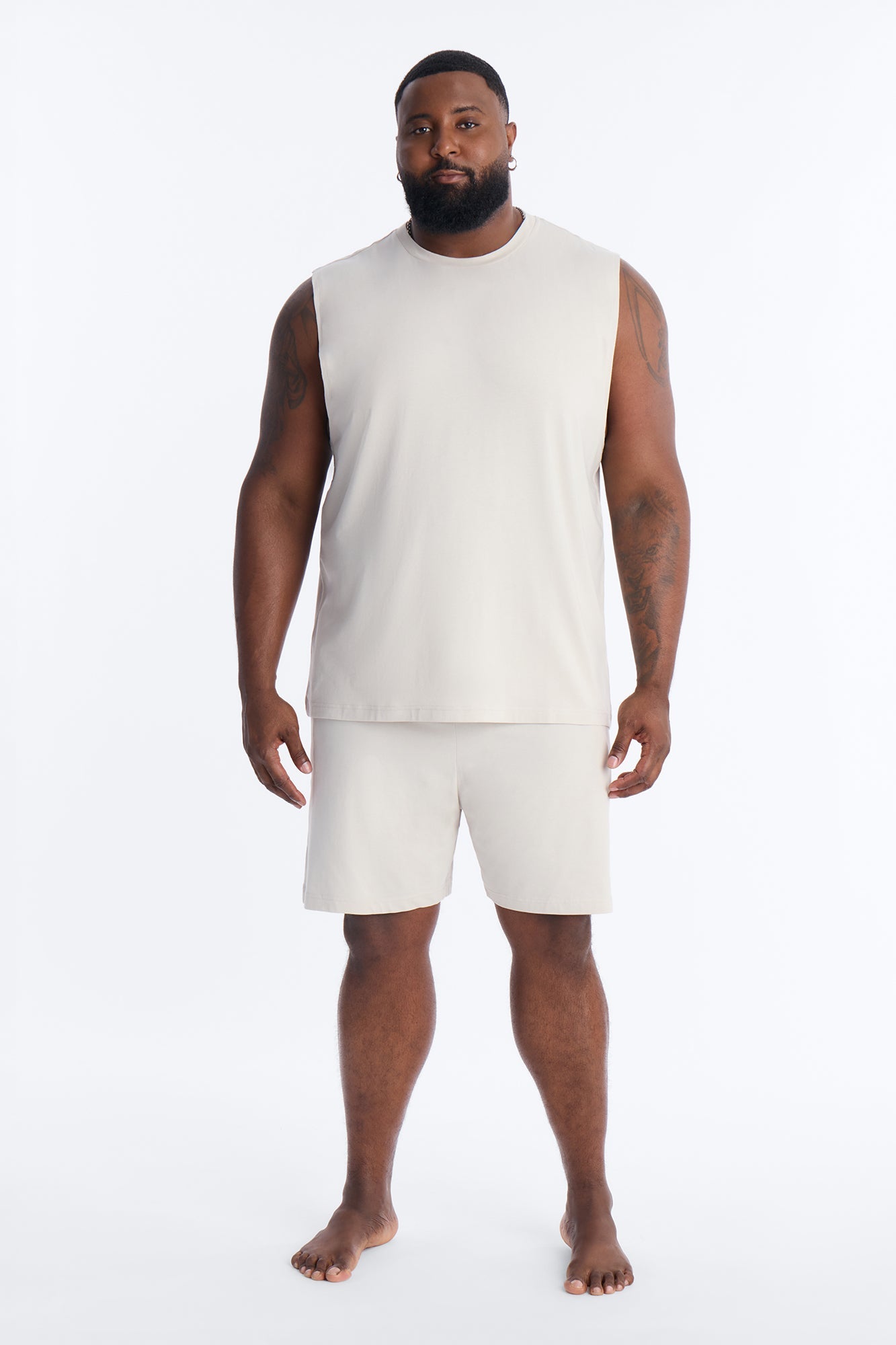 Essential Modal Lounge Sleeveless Muscle Tee - Stone