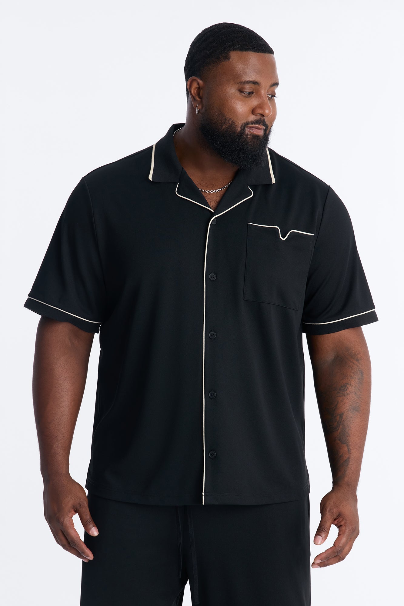Noir Cuban Collar Shirt - Black