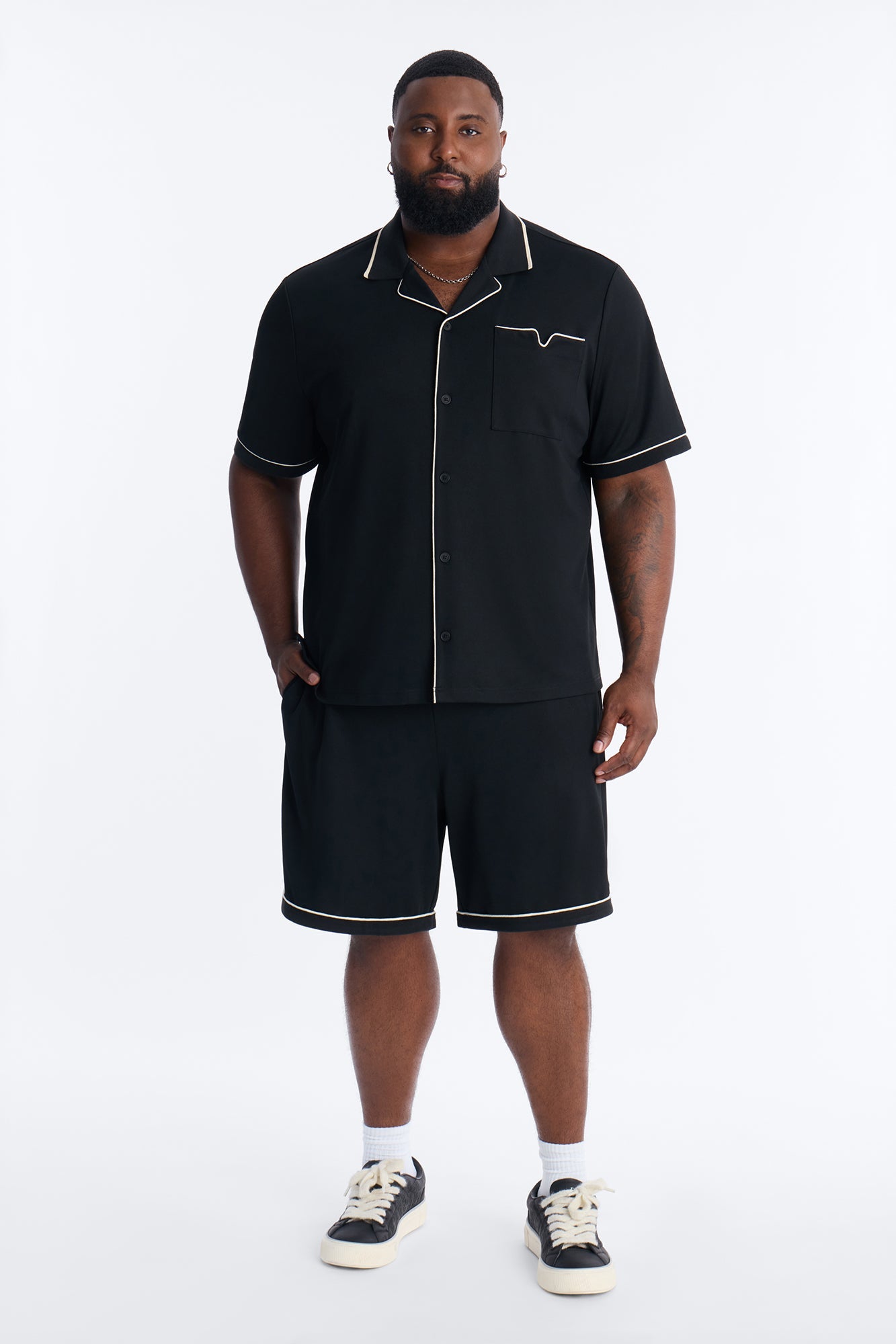 Noir Cuban Collar Shirt - Black