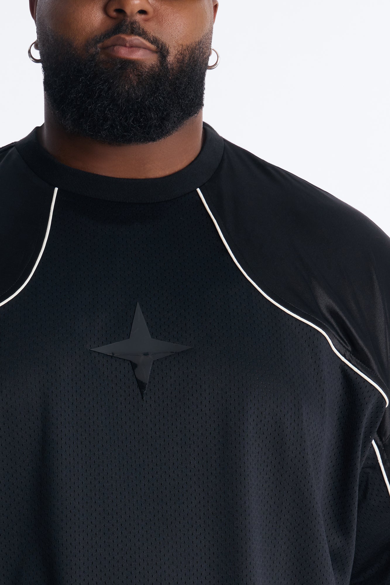 Boxy Mesh Core Reflect Jersey Shirt - Black