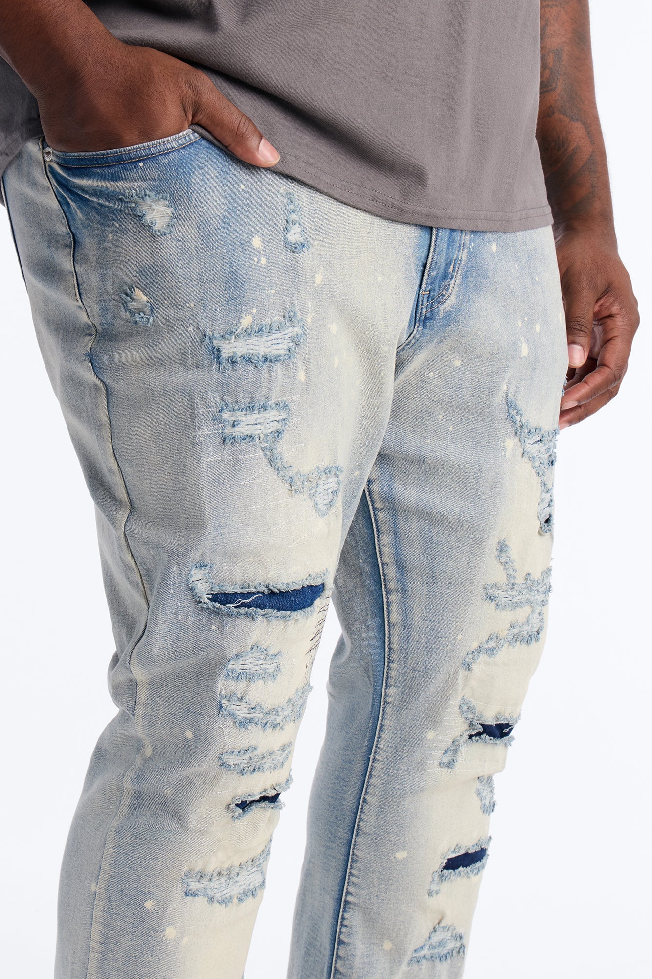 Stacked Skinny Flare Distressed Me Out Jean - Light Wash