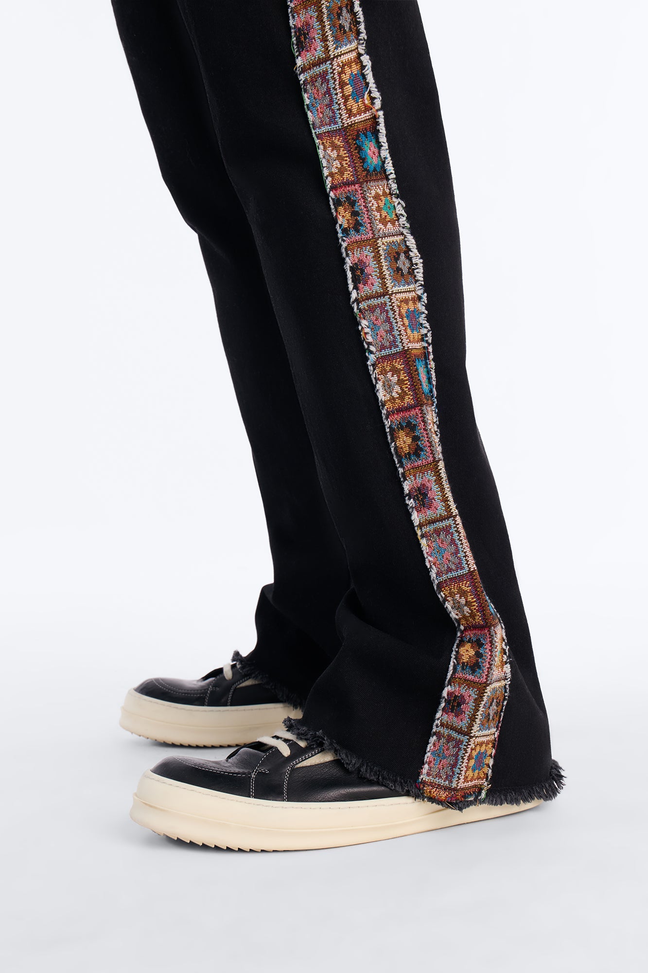 Stacked Slim Flare Split Tapestry Jeans - Black