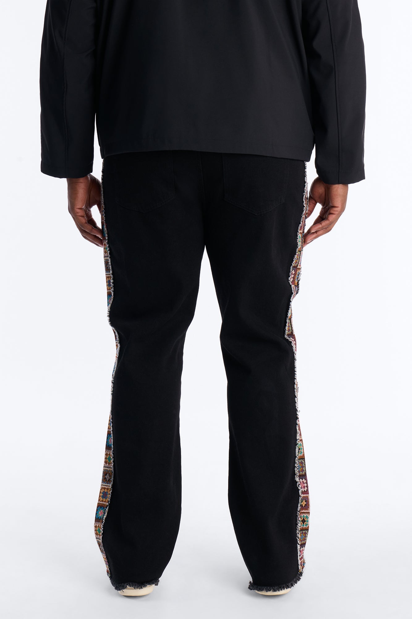 Stacked Slim Flare Split Tapestry Jeans - Black