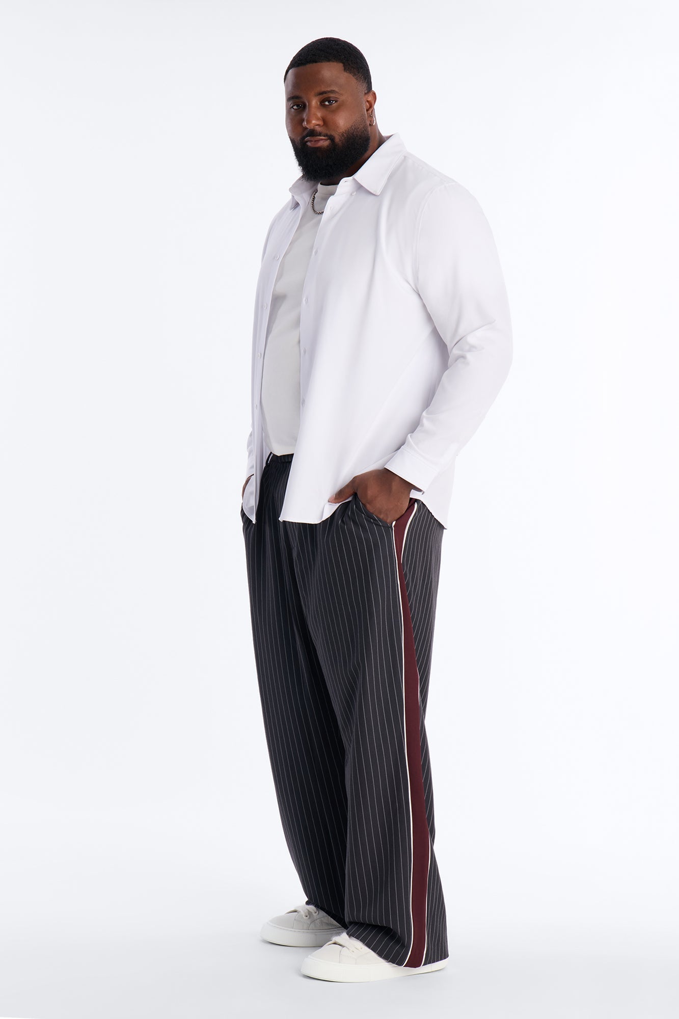 Baggy Elevated Side Stripe Trouser - Black