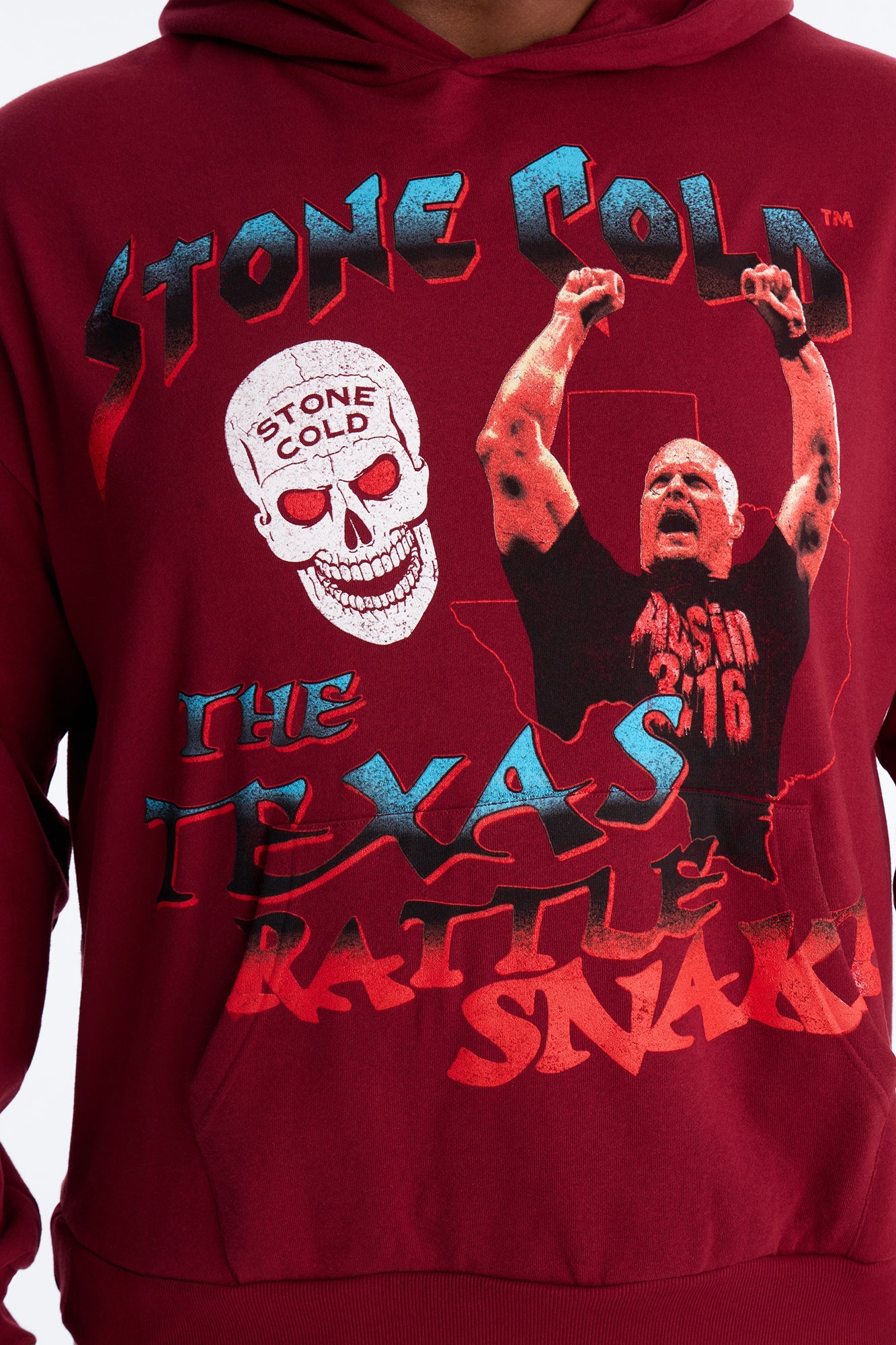 WWE Cold Stone Steve Austin Texas Rattle Snake Hoodie - Burgundy