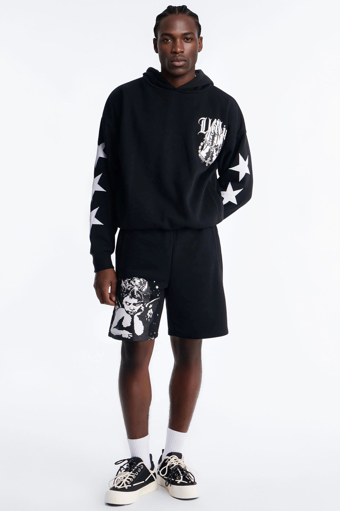 Menace Sent Embroidery Sweatshorts - Black