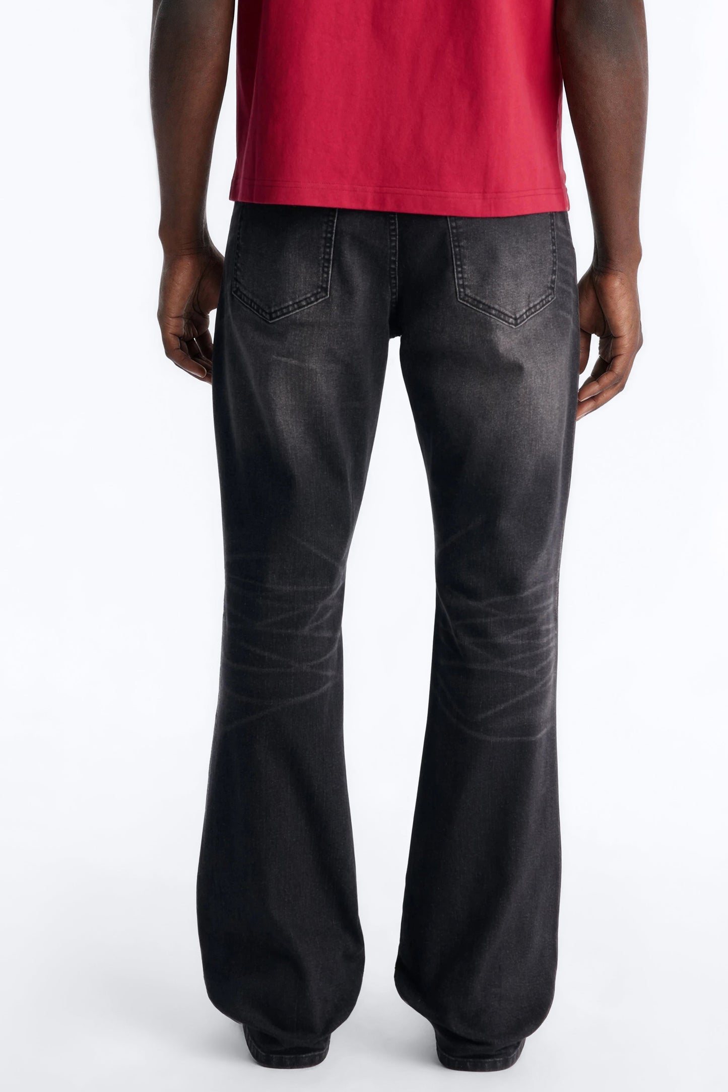 Stacked Slim Flare Faith Over Fear Drip Jean - Black Wash