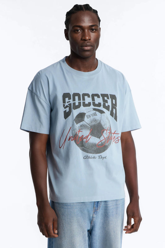 Soccer USA Oversized Short Sleeve Tee - Light Blue