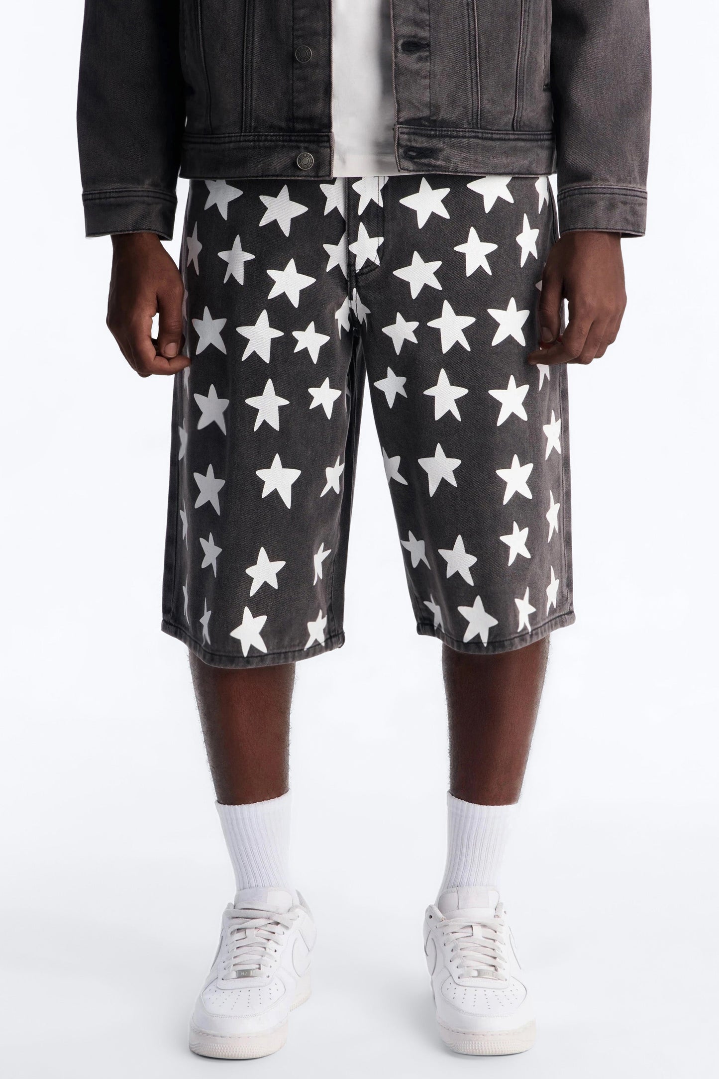 Baggy Star Spangled Denim Short - Black Wash