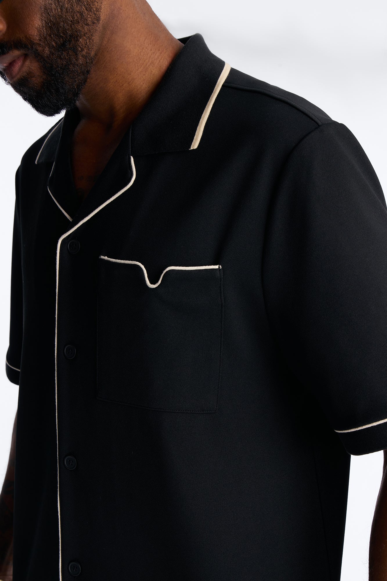 Noir Cuban Collar Shirt - Black
