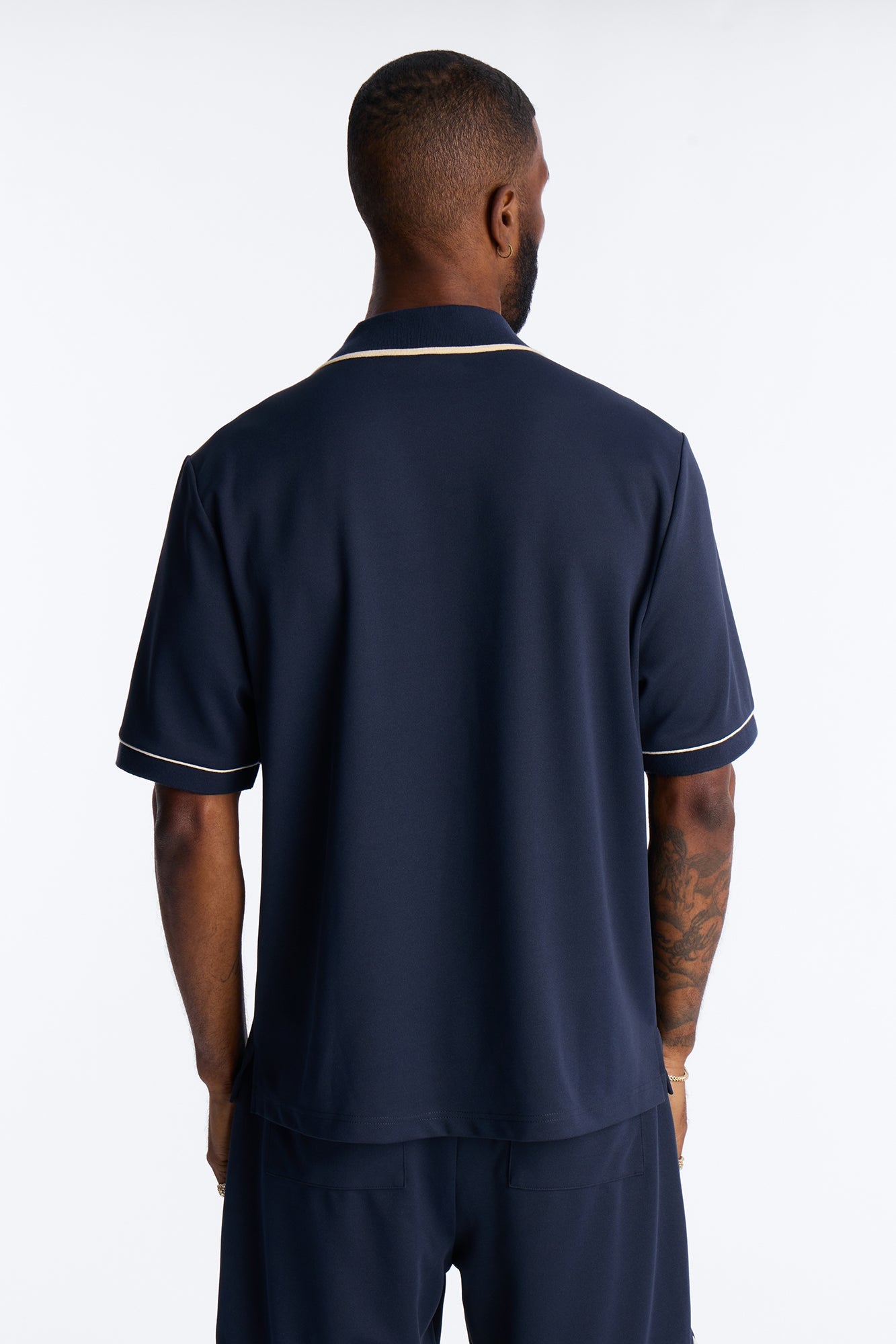Noir Cuban Collar Shirt - Navy