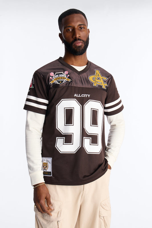 All City 99 Patch Football Mesh Jersey - Brown