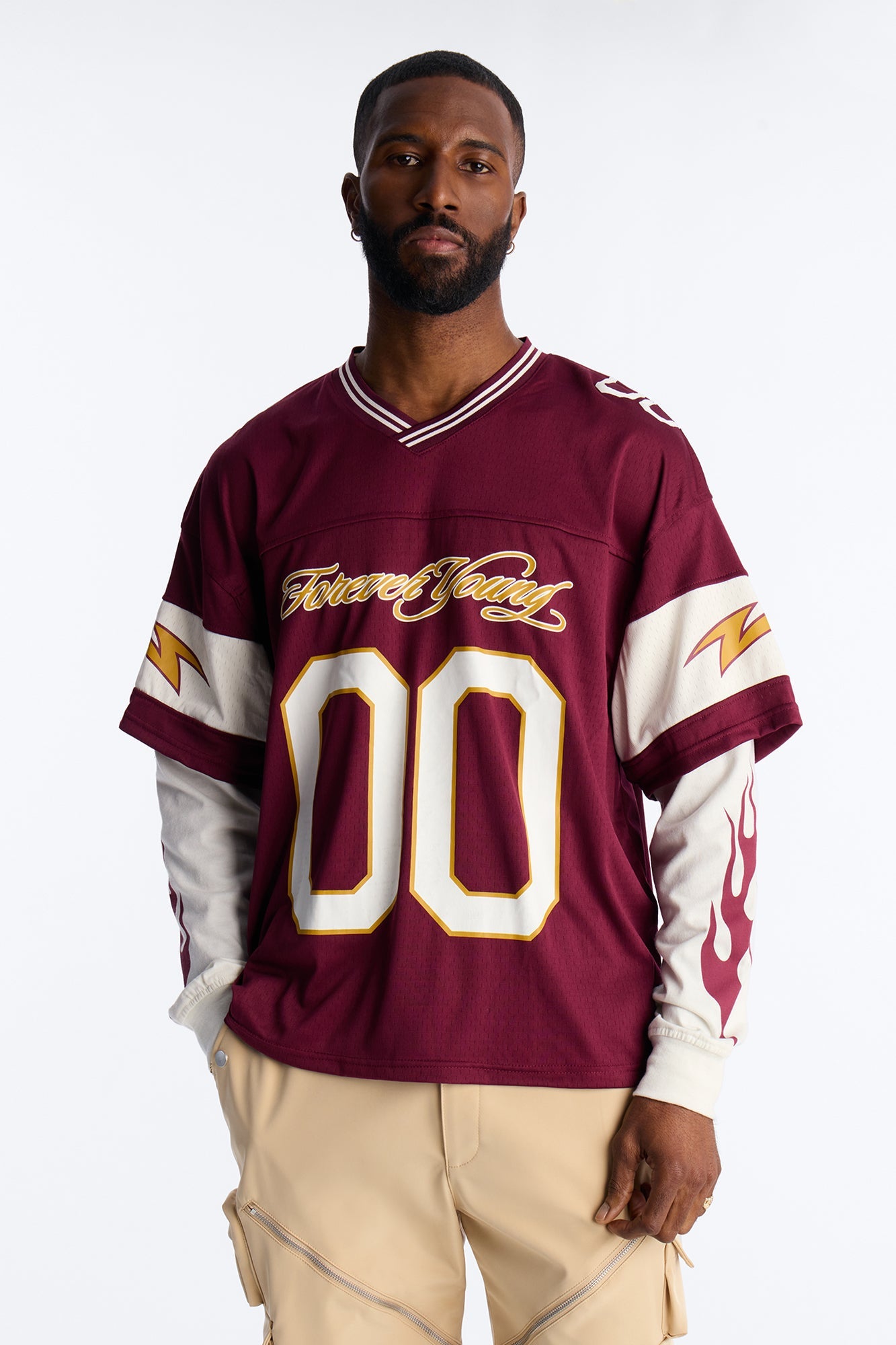 Forever Young Studio Jersey 2fer - Burgundy