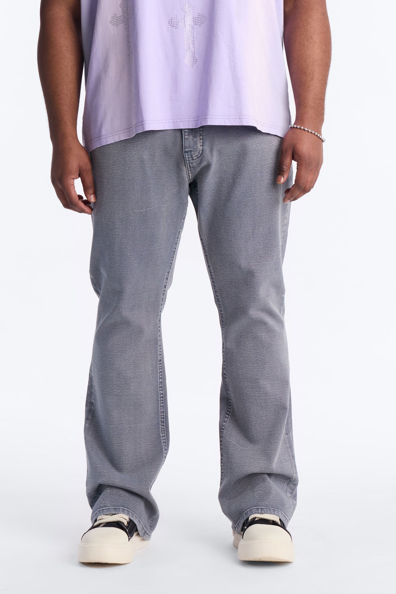 Stacked Skinny Flare Bare With Me Jean - Grey