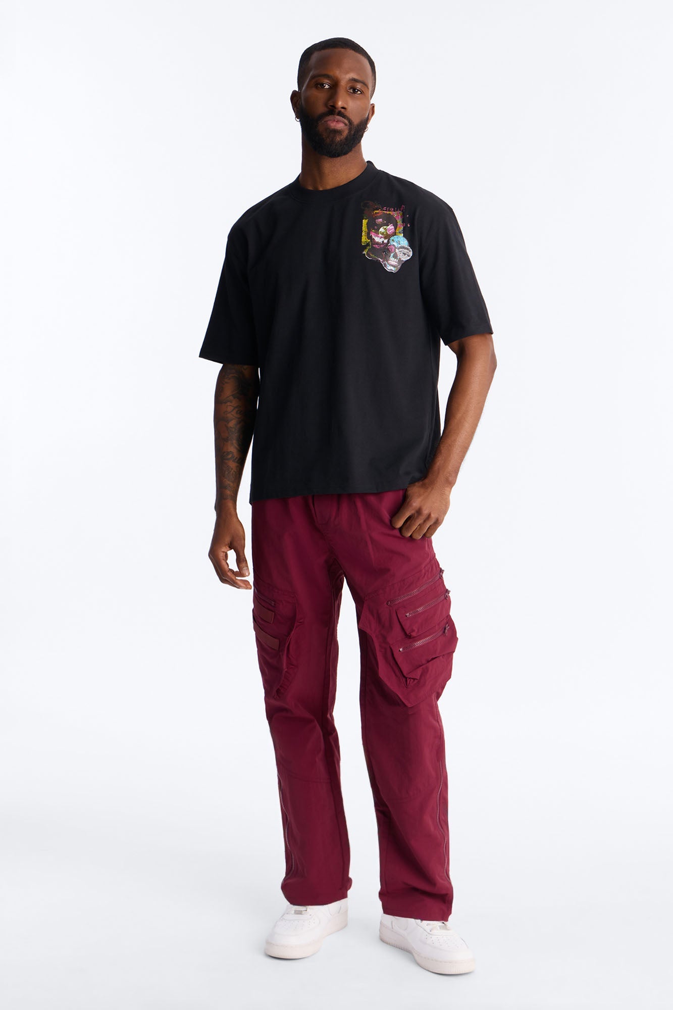 Too Real Embroidery Short Sleeve Tee - Black