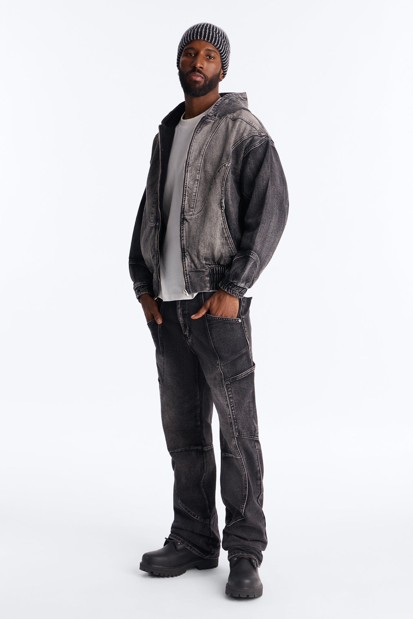 Stacked Slim Flare Panel Feeling It Jean - Black Wash