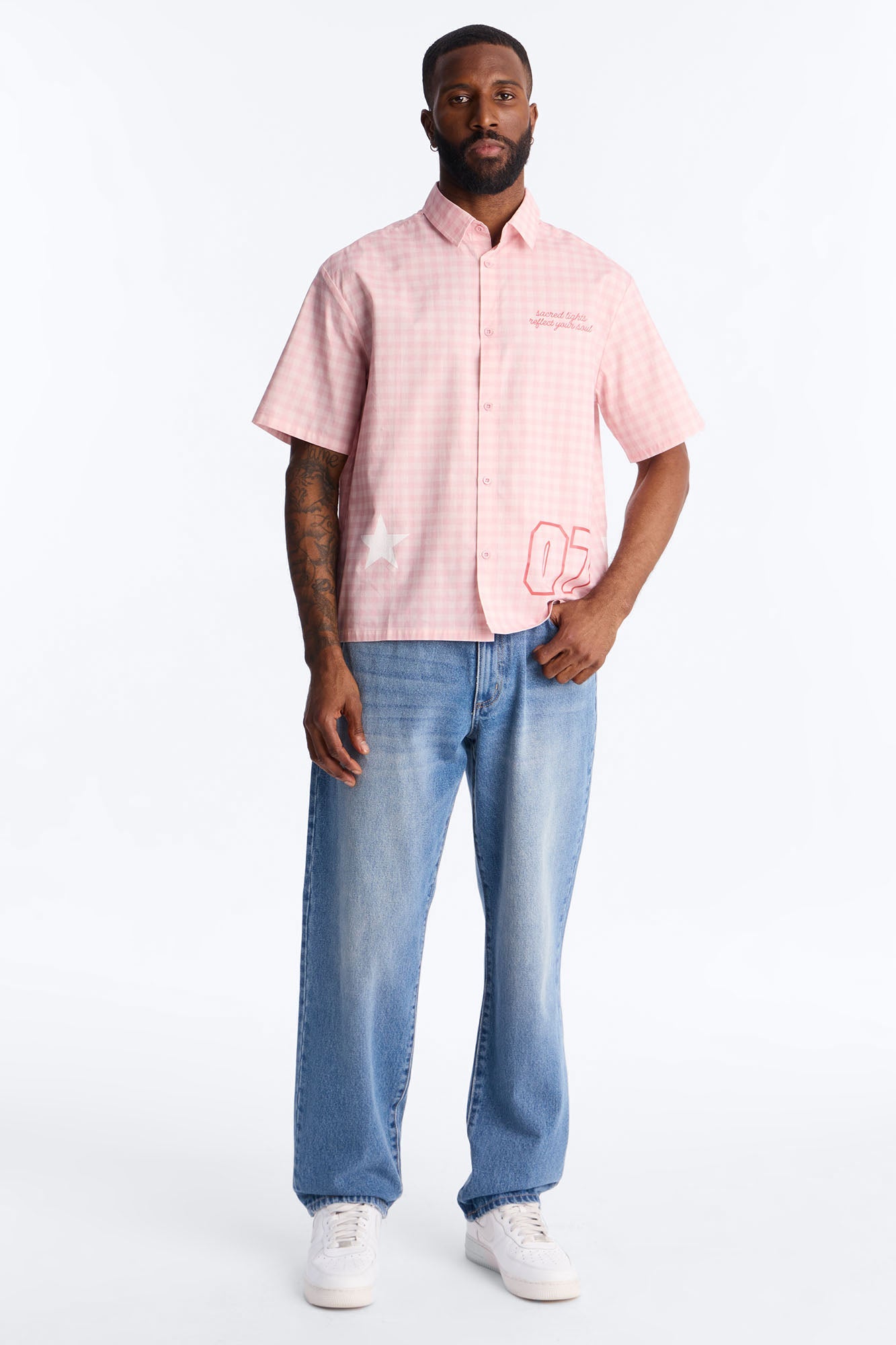 Sacred Star Reflection 07 Button Up Shirt - Pink
