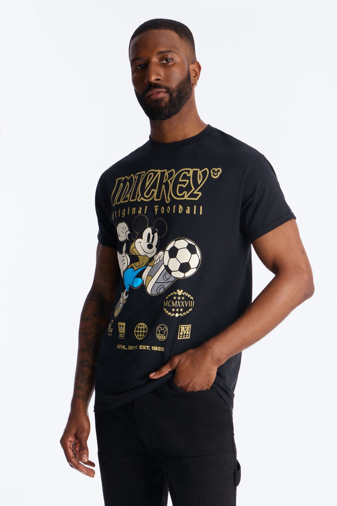 Disney Mickey Original Football Short Sleeve Tee - Black