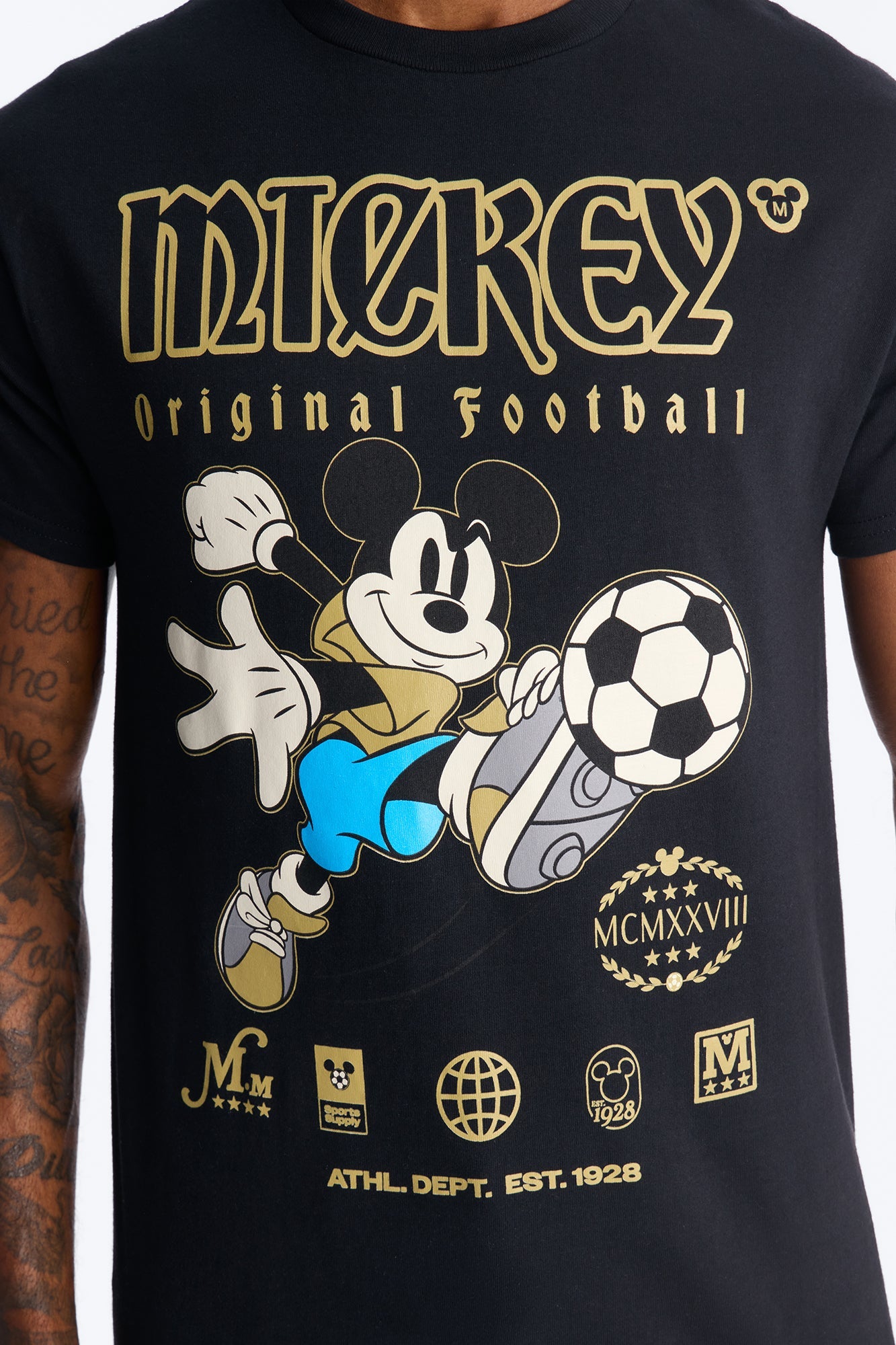 Disney Mickey Original Football Short Sleeve Tee - Black
