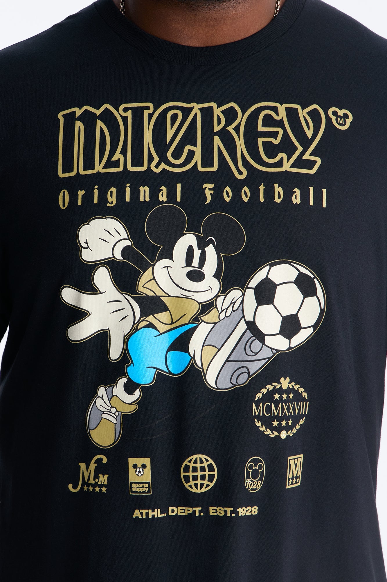 Disney Mickey Original Football Short Sleeve Tee - Black